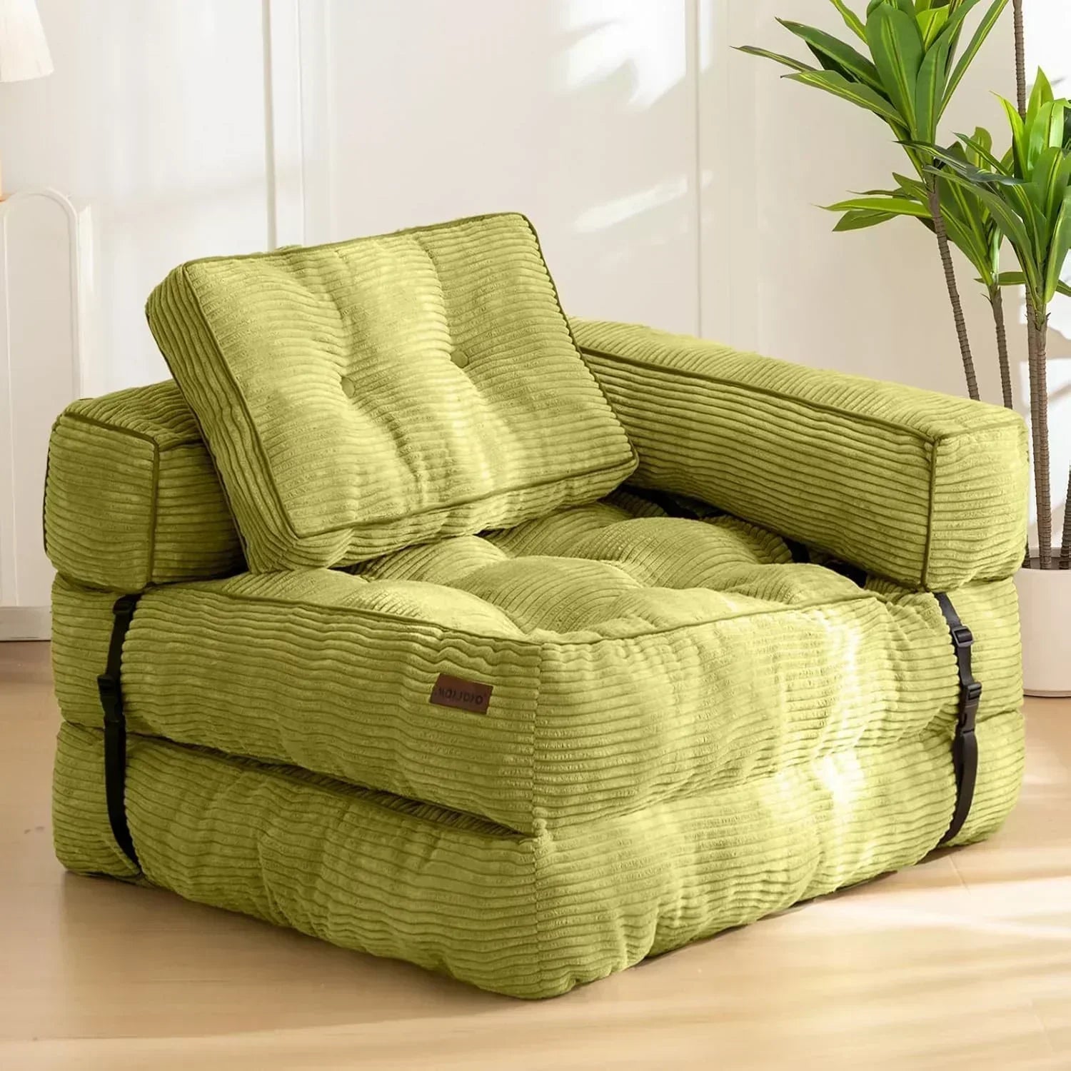 Folding Sofa Bed L-Shaped Convertible Sofa Bed with Armrests and Pillows