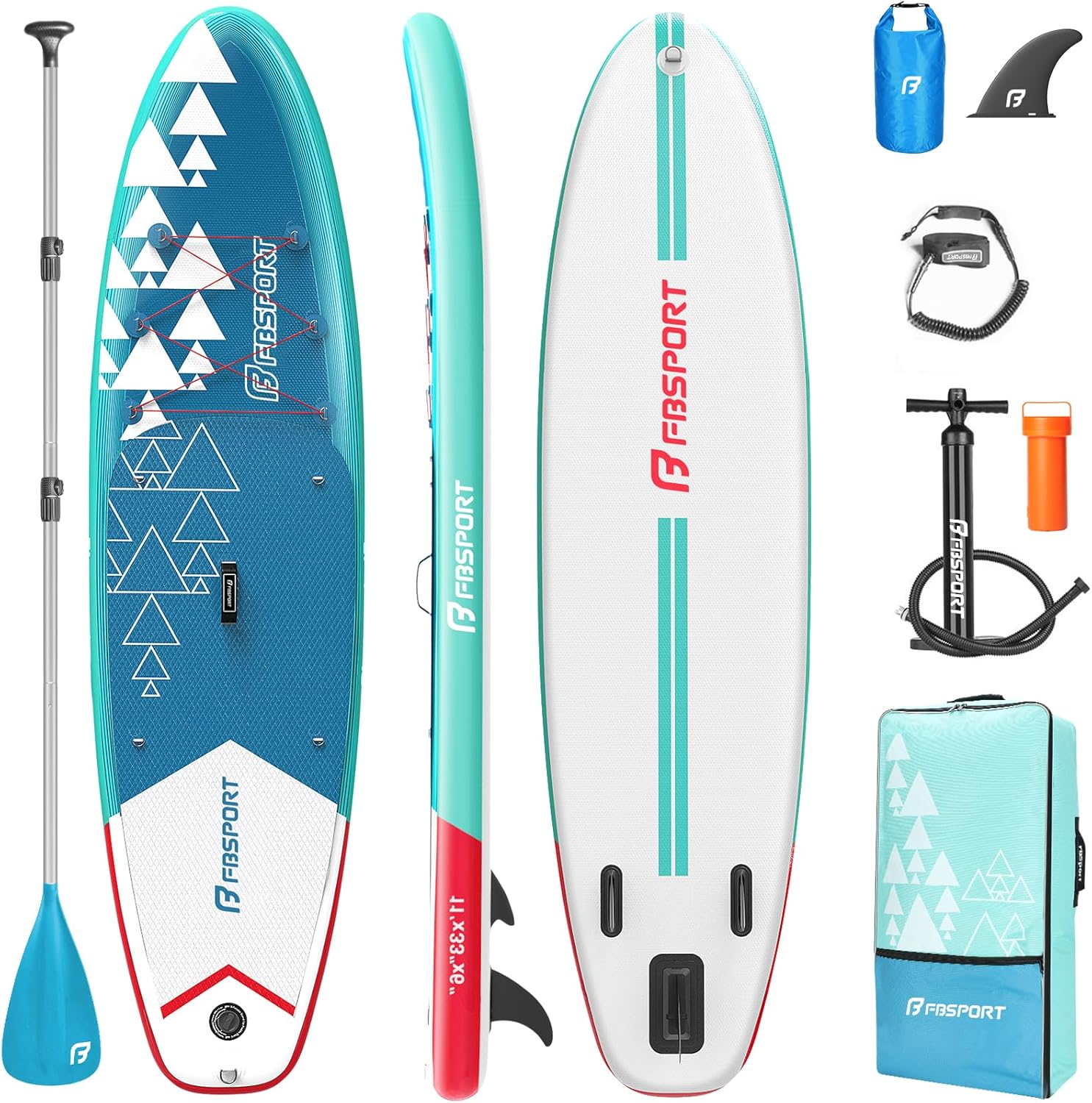 FBSPORT 11' Premium Stand Up Paddle Board Yoga Board with Durable SUP Accessories Carry Bag