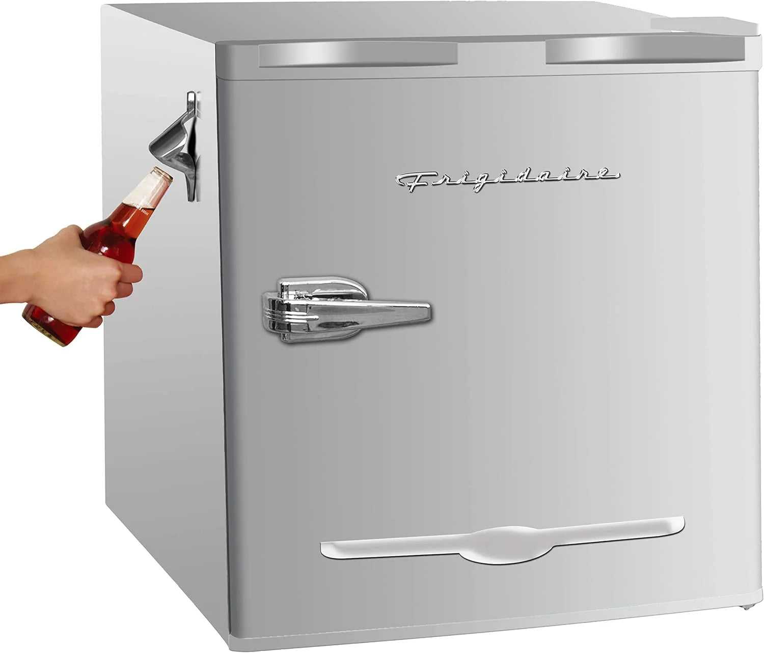 Frigidaire EFR176 Retro Compact Fridge with Chiller Mini Refrigerator with Built-in Bottle Opener for Office, Bedroom, Dorm Room or Cabin, 1.6 cu ft 16 D x 18 W x 18.5 H, Moonlight