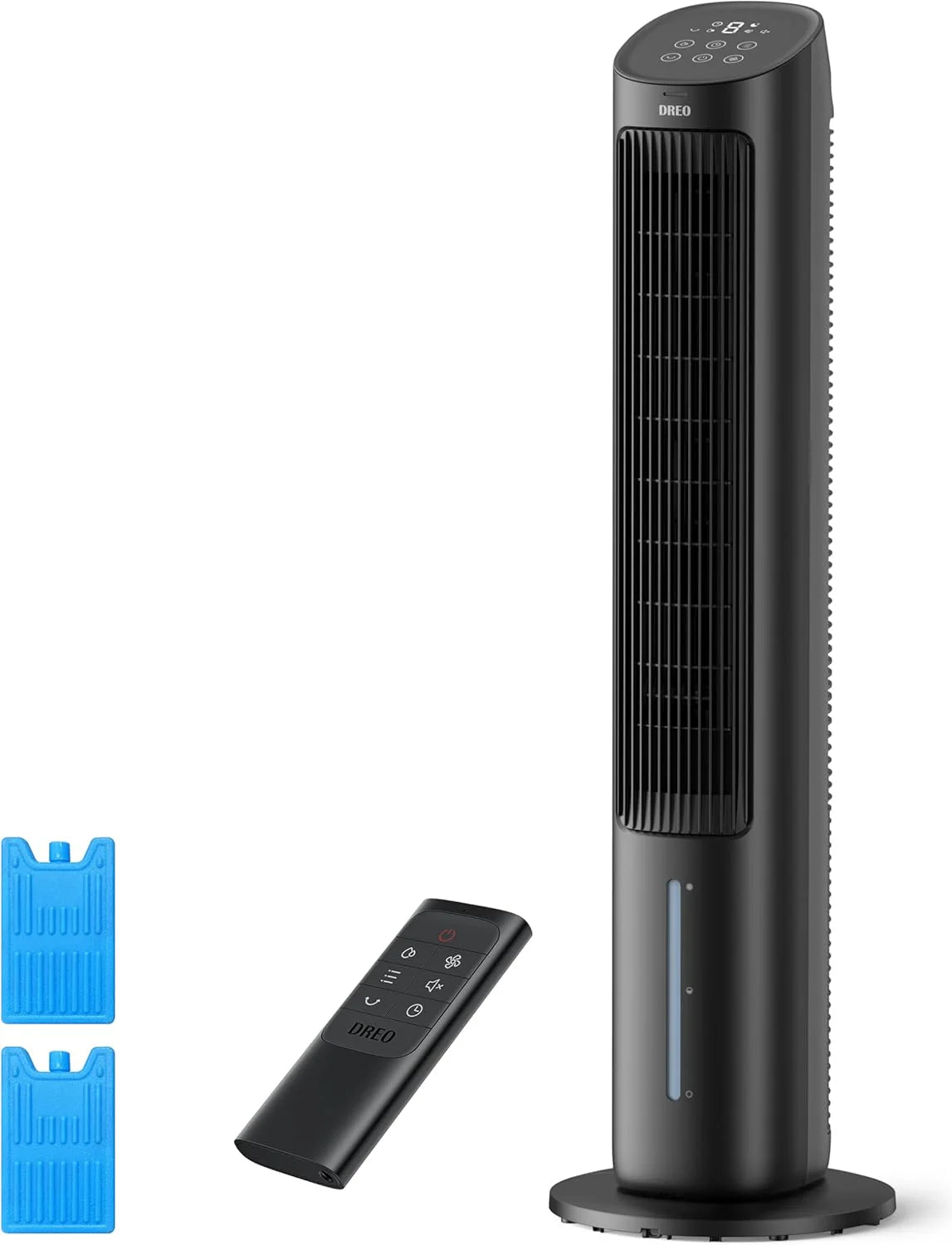 DREO Portable Air Conditioners Fan, 40?Standing Fans that Blow Cold Air, Portable AC?0�� Oscillating Evaporative Air Cooler��Removable Water Tank, Ice Packs, Remote Control, 4 Speeds, 7H Timer, White