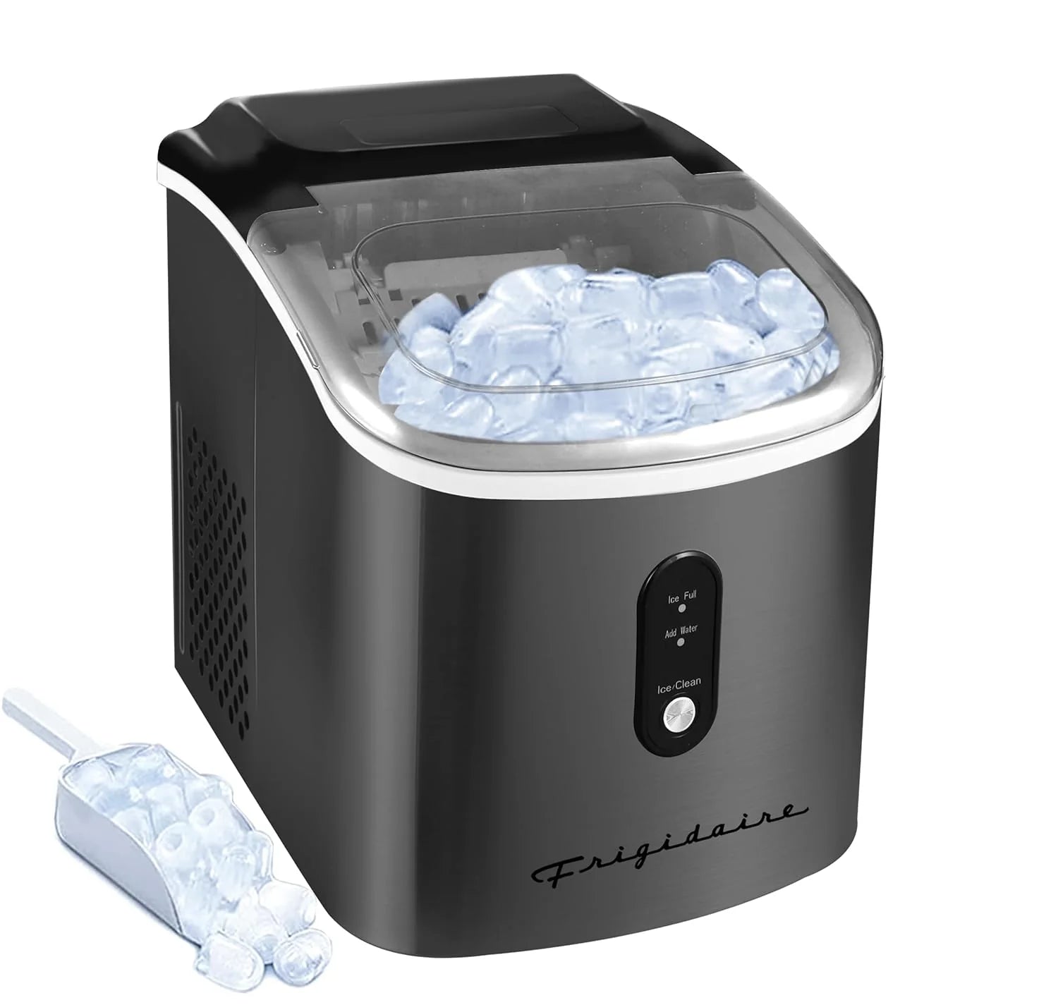Frigidaire EFIC103-AMZ-SC Counter Top Maker with Over-Sized Ice Bucket, Stainless Steel, Self Cleaning Function, Heavy Duty, Stainless