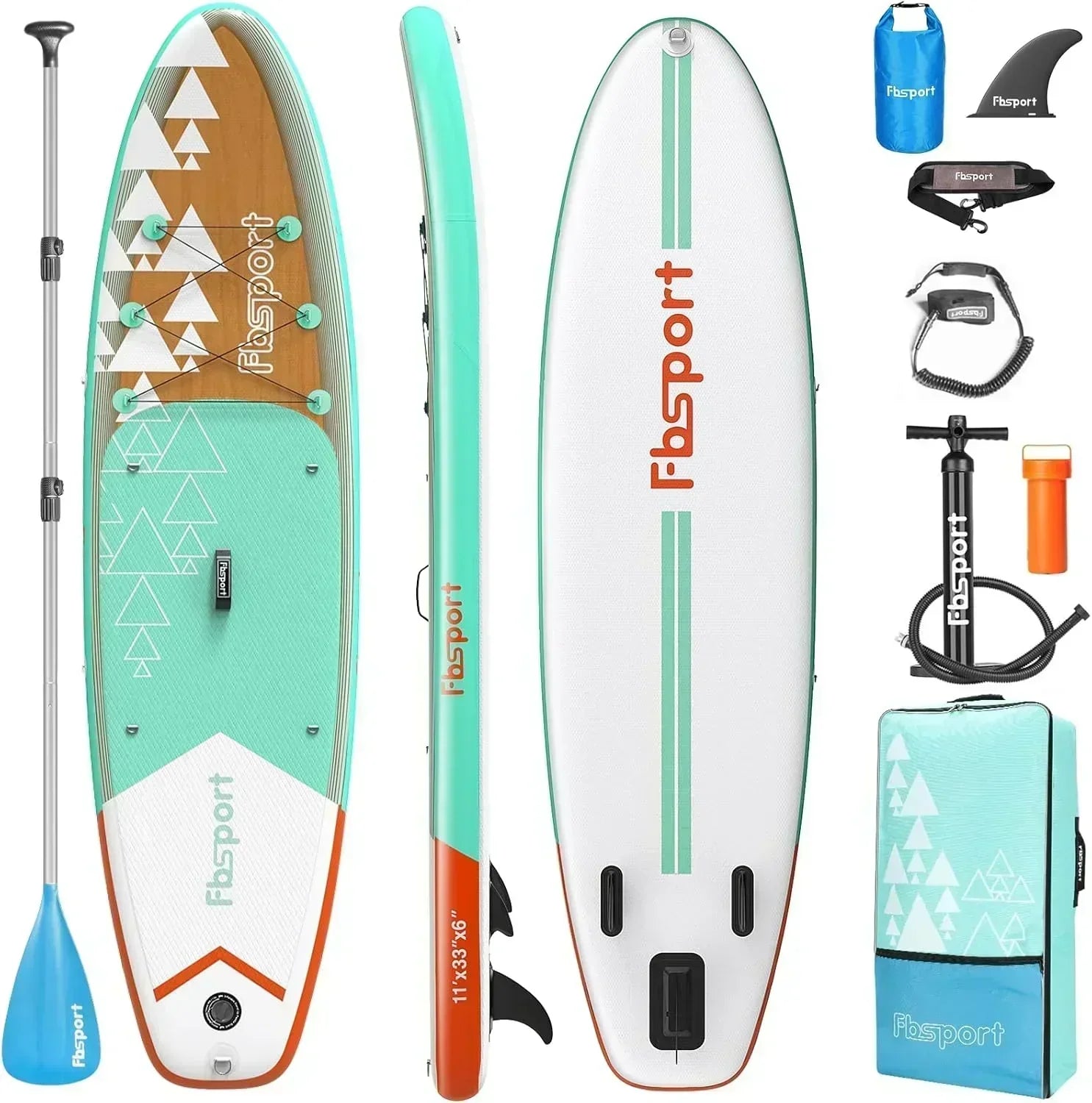 FBSPORT 11' Premium Stand Up Paddle Board Yoga Board with Durable SUP Accessories Carry Bag