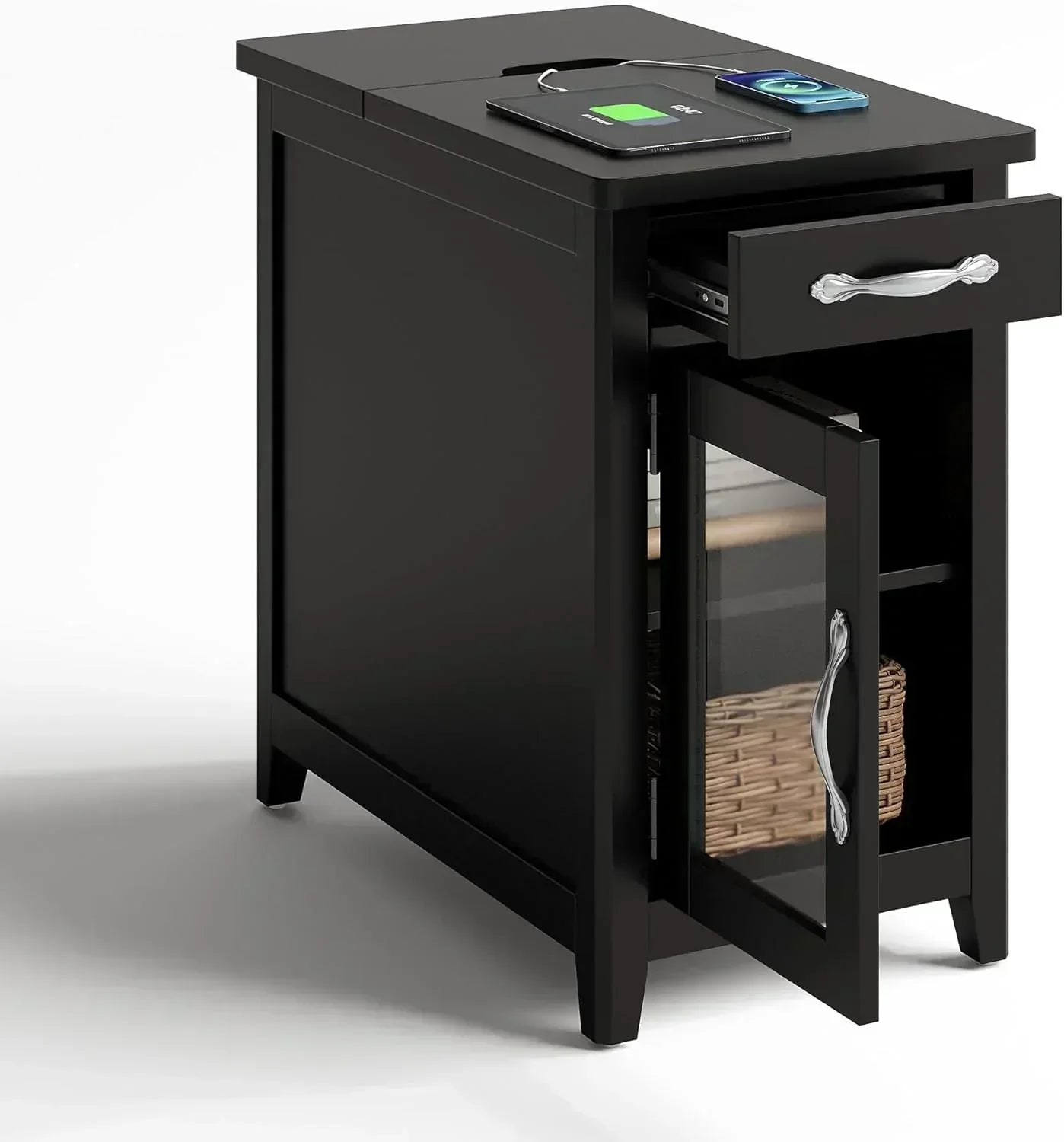 Farmhouse End Table Narrow Side Table Small Nightstand