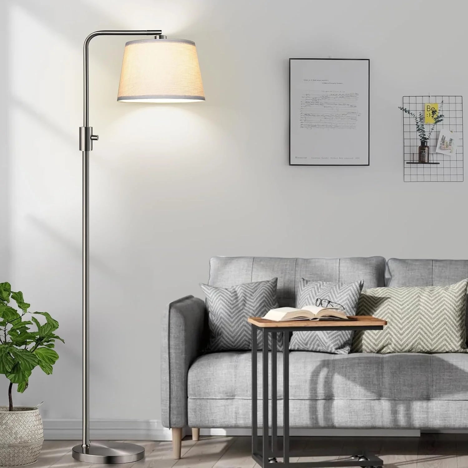 Dimmable LED Floor Lamp with Adjustable Head and Edison Style Bulb