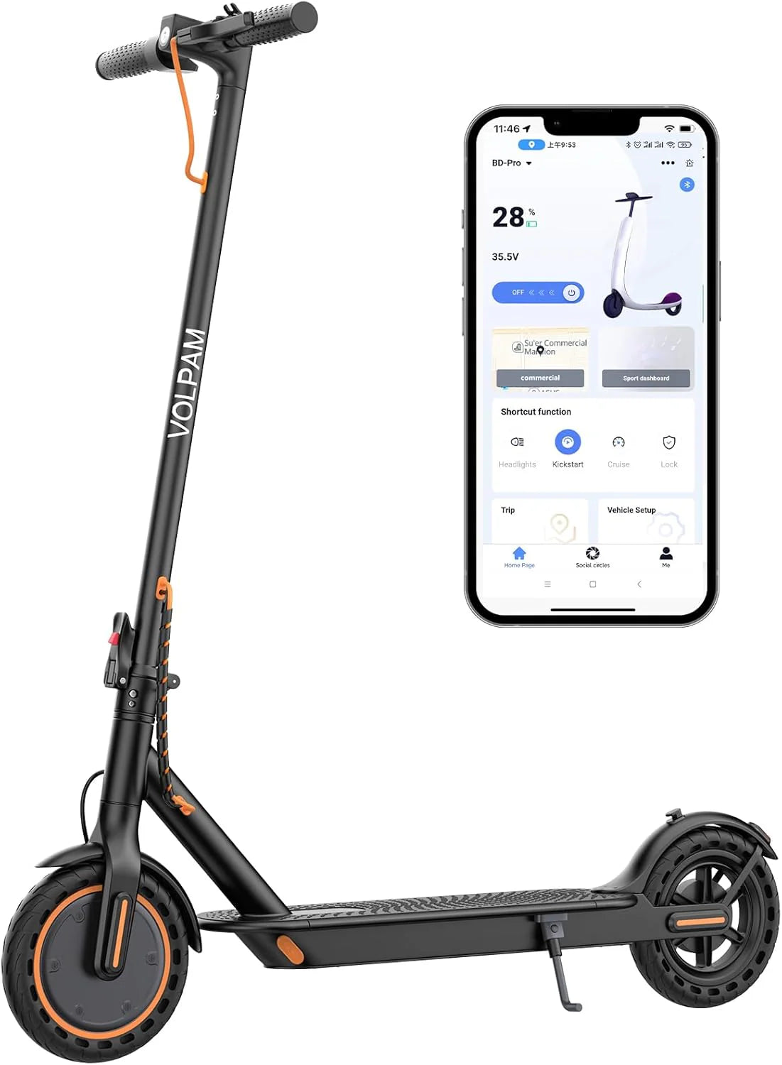 Electric Scooter, 350W/500W Powerful Motor, 8.5/10 Solid Tires, 19/22Mph, 28/21/12 Miles Range,Dual Braking