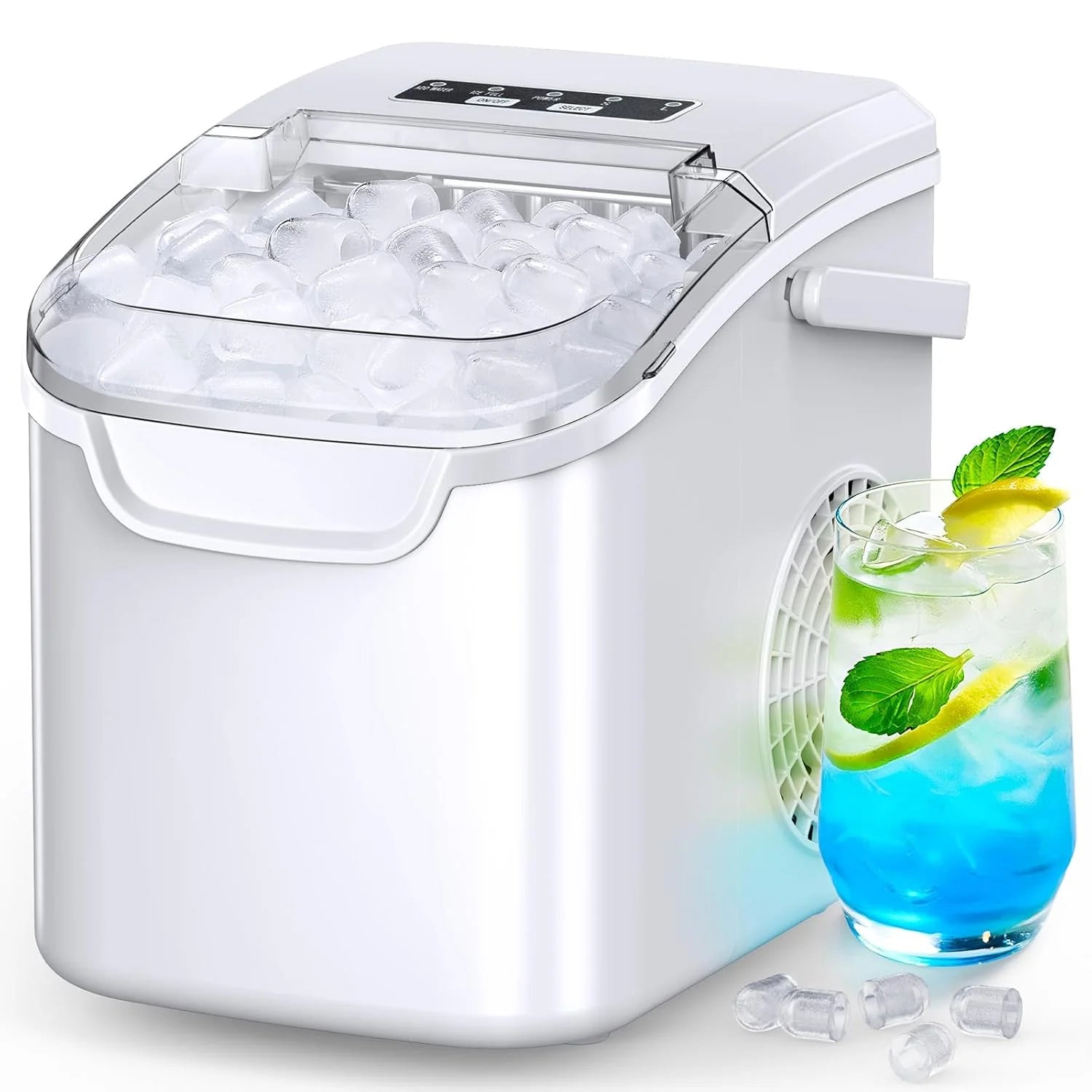 COWSAR Ice Maker Countertop, Portable Ice Machine with Self-Cleaning, 26.5lbs/24Hrs, 9 Bullet Ice Cubes in 6 Mins, Ice Basket and Scoop, Ideal for Home, Kitchen, Bar, Camping