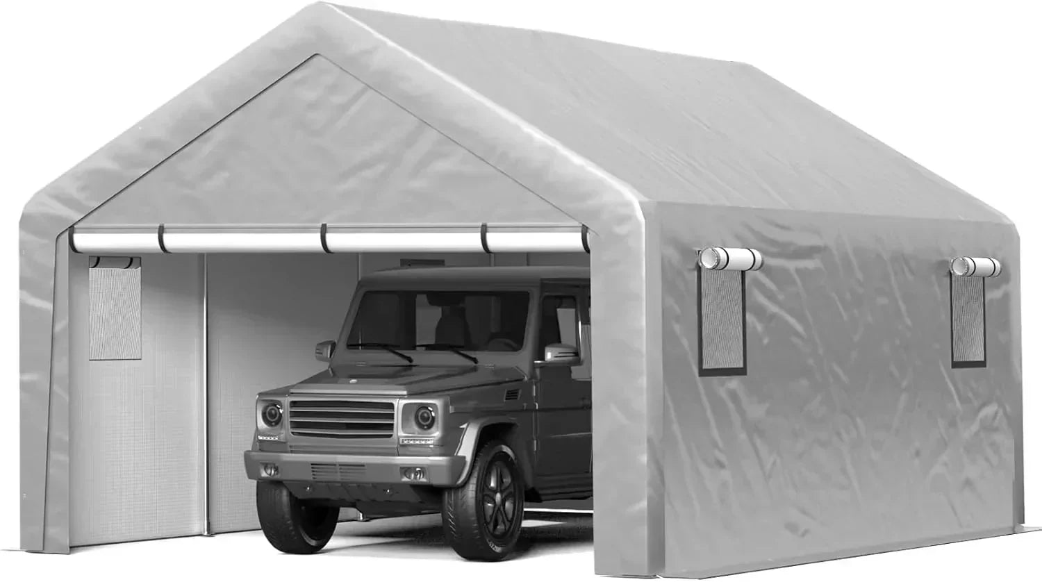 6x8 ft Heavy Duty Carport Tent Portable Garage Removable Side Walls Four Seasons Tarpaulin