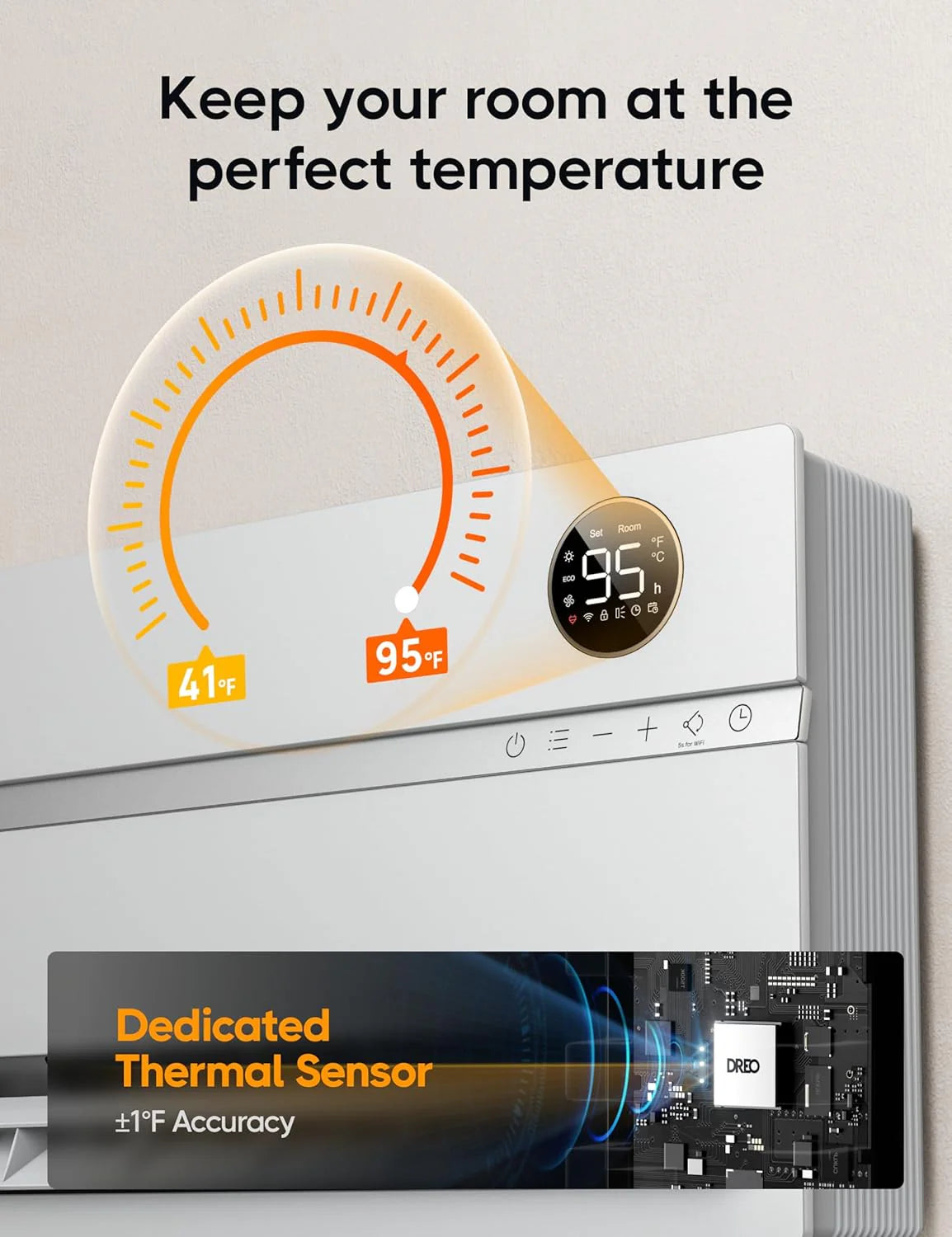 Smart wall mounted heater, bedroom electric heater, 1500W adjustable thermostat 24-hour timer easy to install indoor heater