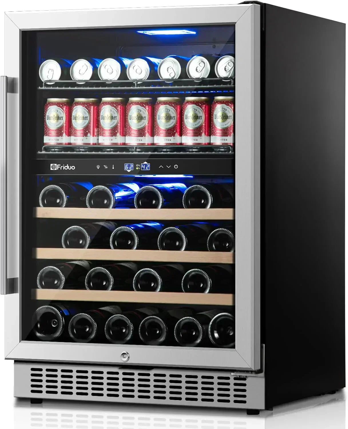 24 inch Dual Zone Beverage Refrigerator 30 Bottles 82 Cans Wine Fridge Built-in or Freestanding