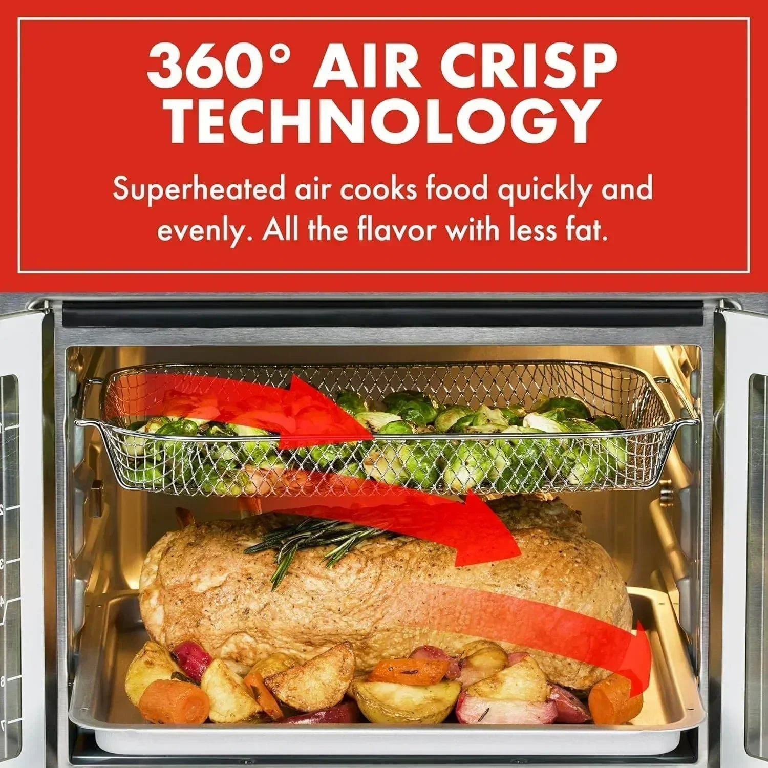 Extra Large French Door Air Fryer Toaster Oven Combo 24 Cooking Functions and Digital Controls