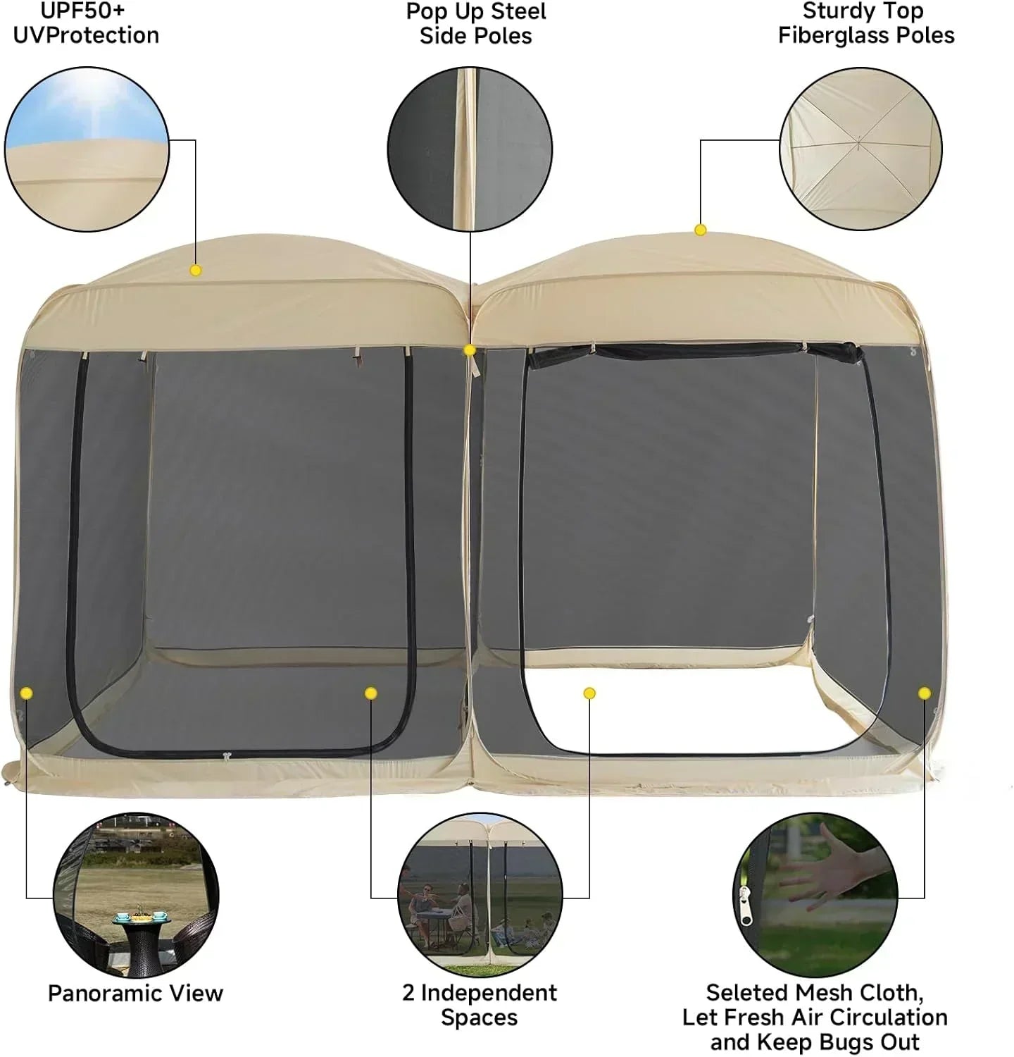 Alvantor Screen House Gazebo Pop Up Igloo Screened Canopy Tent with Mosquito Netting Sides