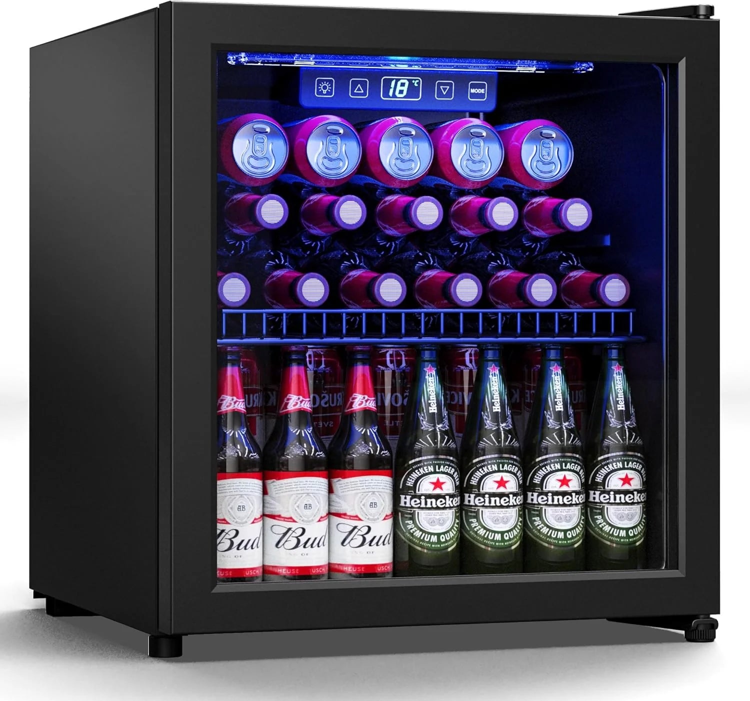 Beverage Refrigerator Cooler-120 Cans Freestanding Mini Fridge Cooler with Glass Door