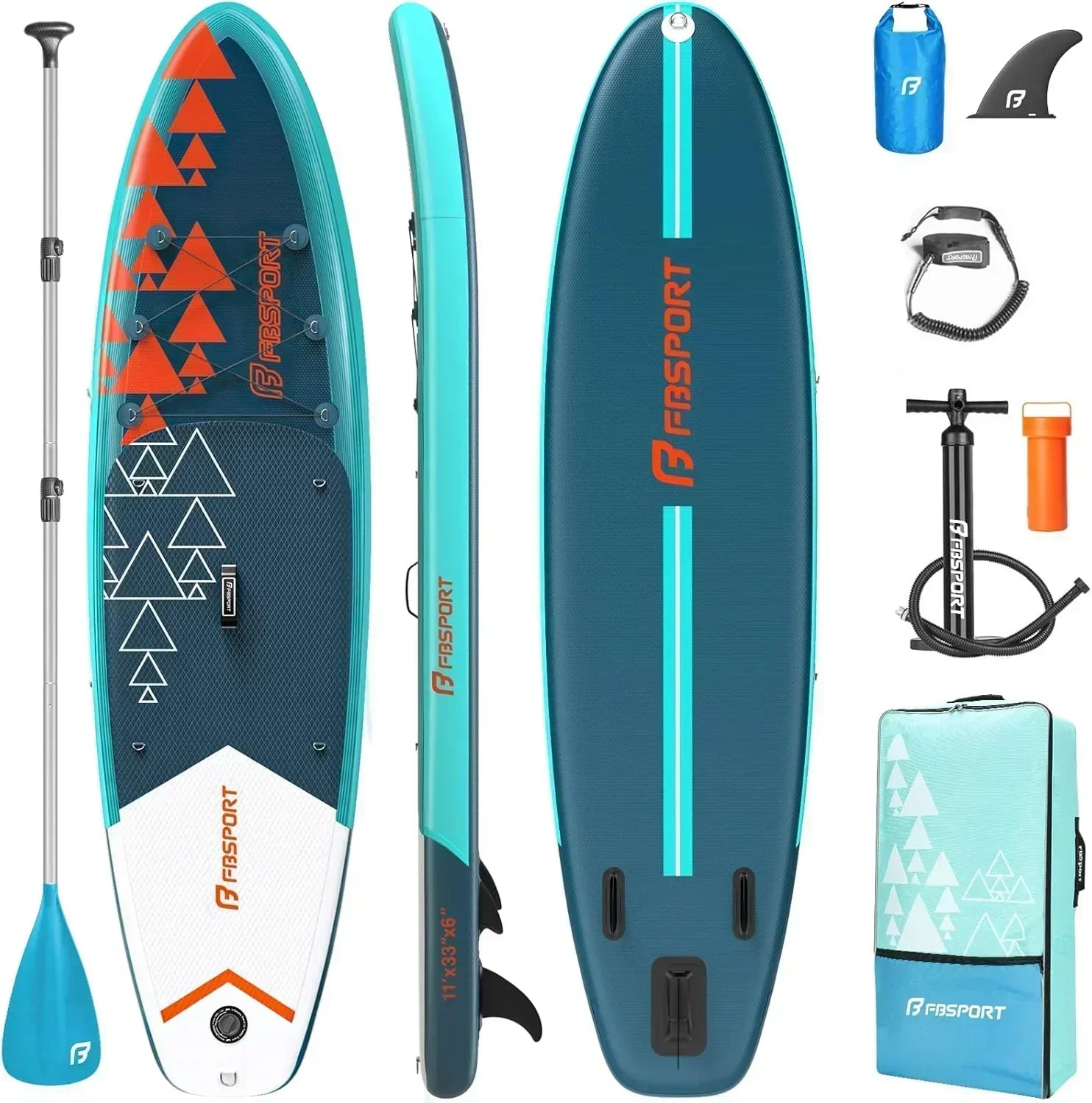 FBSPORT 11' Premium Stand Up Paddle Board Yoga Board with Durable SUP Accessories Carry Bag