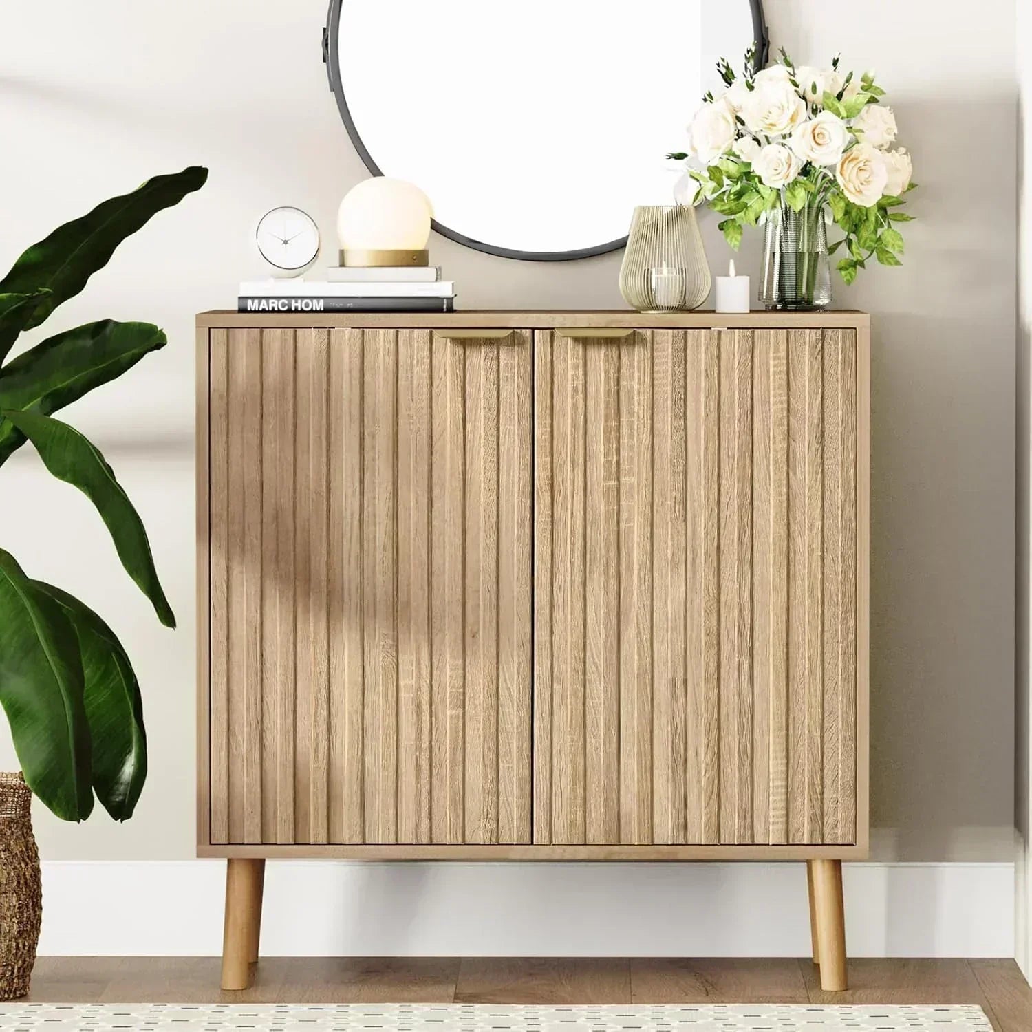 Free Standing Cabinet Black Wood for Living Room Bedroom Dining Room Hallway