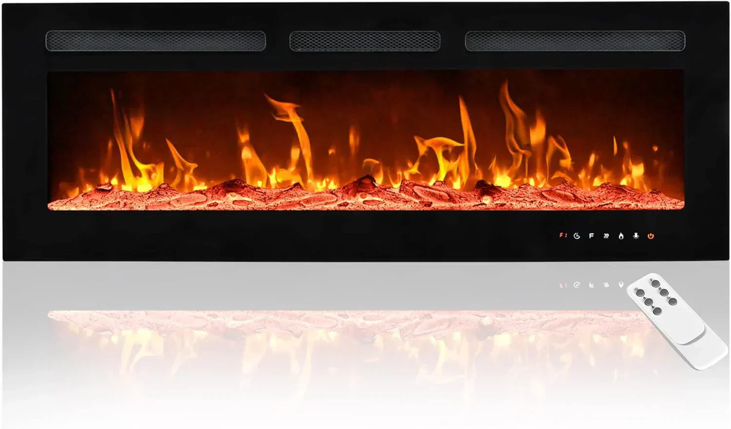 EUHOMY 50 Inch Electric Fireplace Wall Recessed Adjustable Flame Color Fireplace Heater