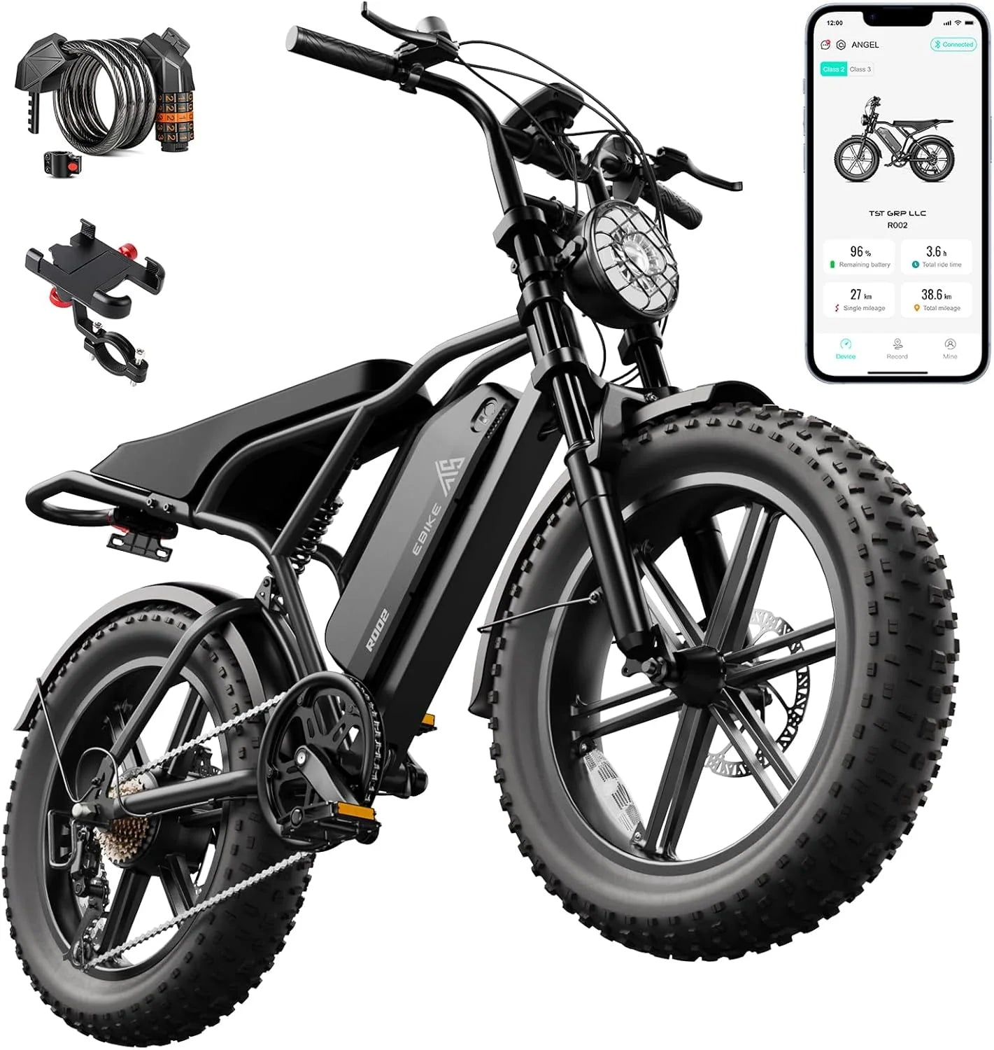 Electric Bike for Adults 1500W Peak 20 Fat Tire All-Terrain E-Bike 60/110 Miles 28 MPH Electric Dirt Bike