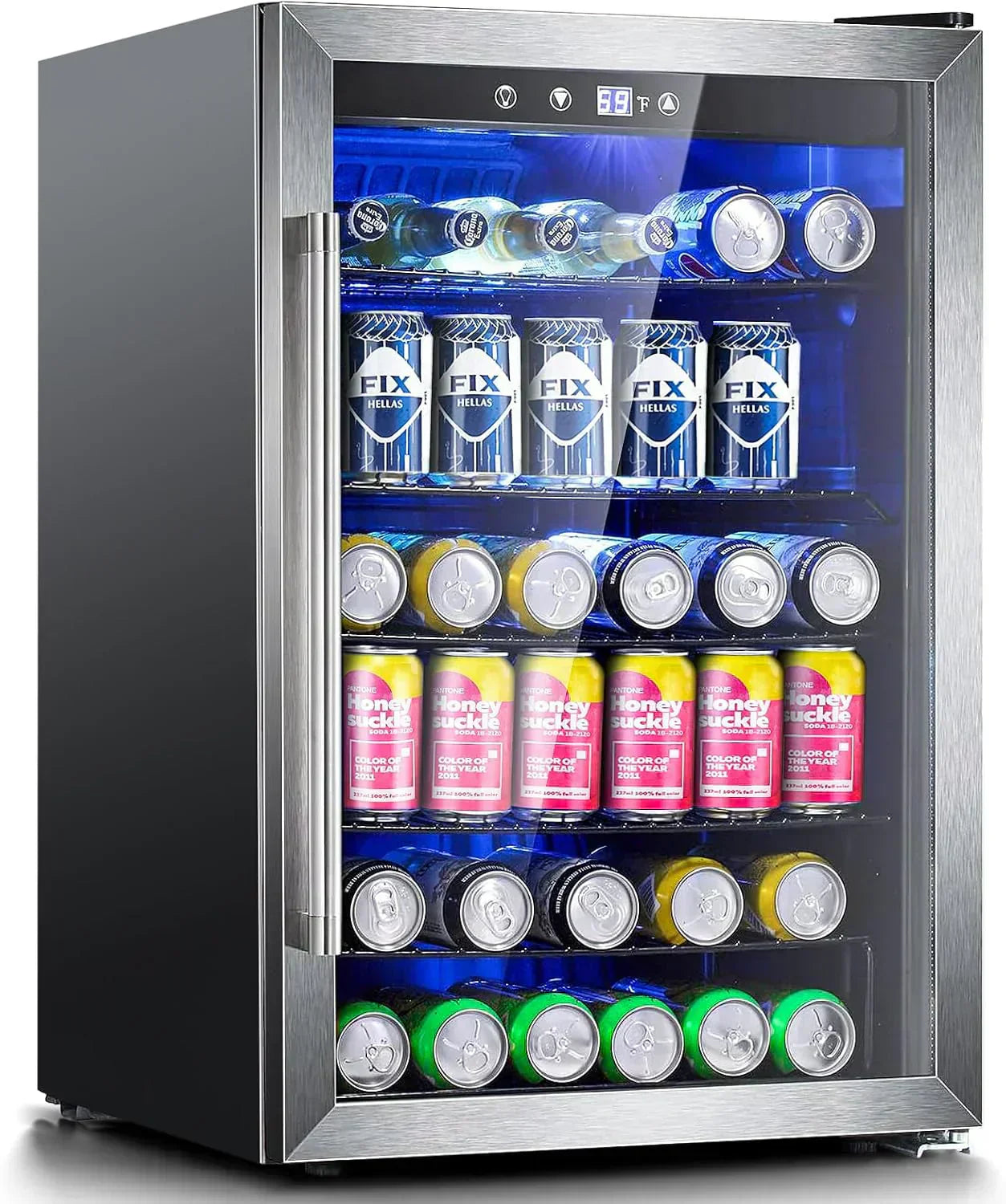 Antarctic Star Beverage Refrigerator Cooler 68 Can Mini Fridge with Glass Door for Beer Drinks Wine