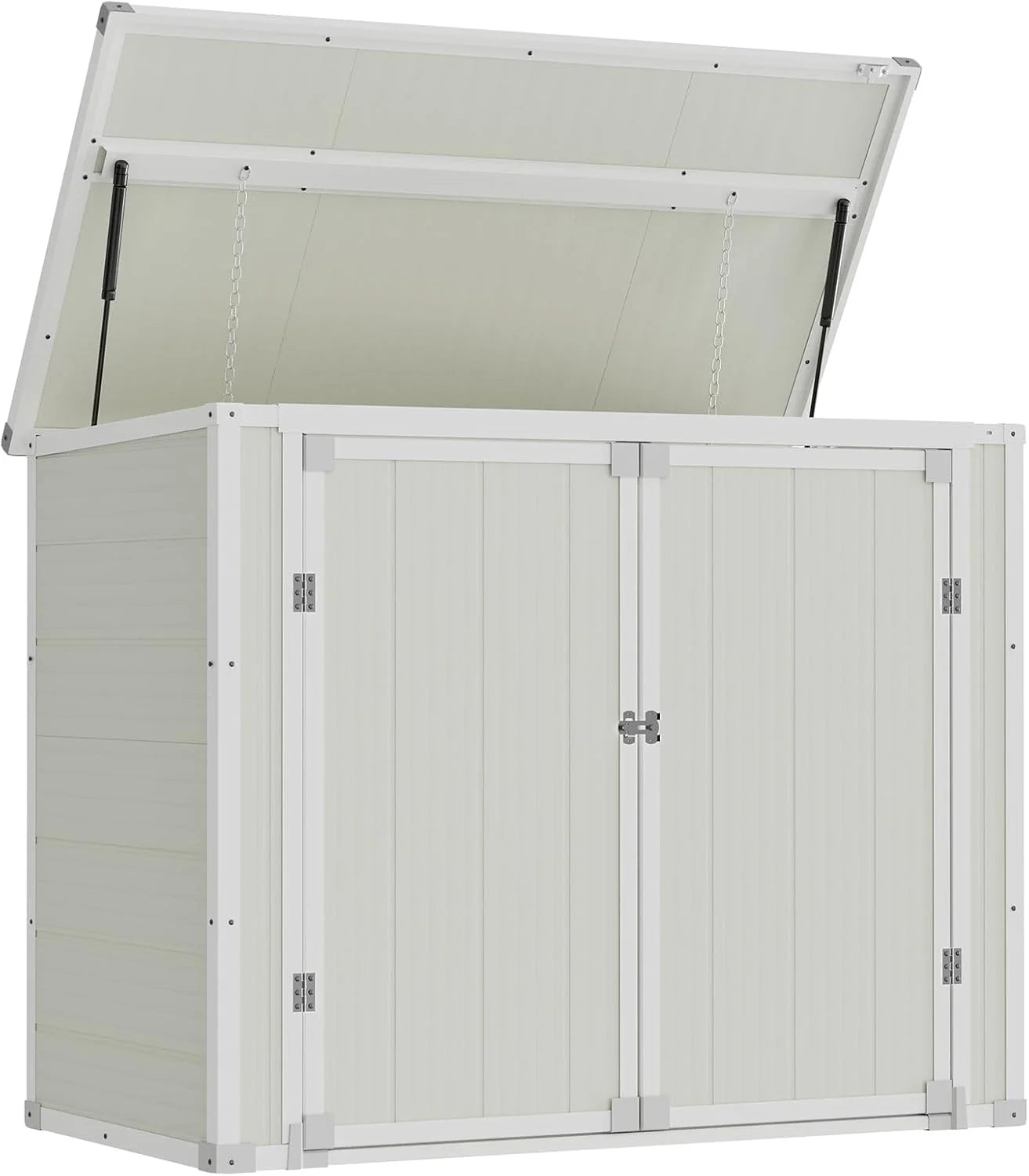 Amopatio 41 Cu Ft Horizontal Outdoor Storage Shed Resin Trash Can Storage Resin Shed