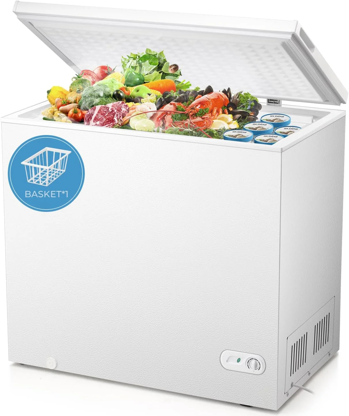 Chest Freezer 3.5 Cubic Feet Compact Freezer Free Standing Top open Door Deep Freezer