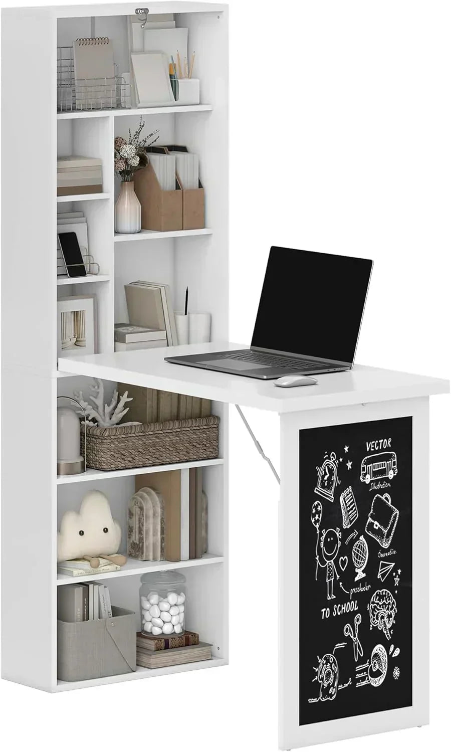Folding convertible writing desk wall mounted desk cabinet multifunctional home workstation
