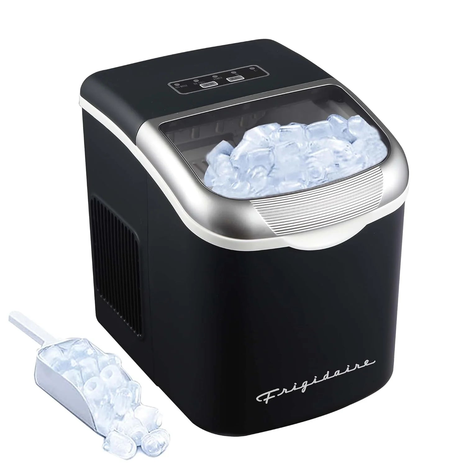 FRIGIDAIRE Retro Compact Ice Maker Machine, Bullet Ice, 26 lb per Day (BlackRoseGold)