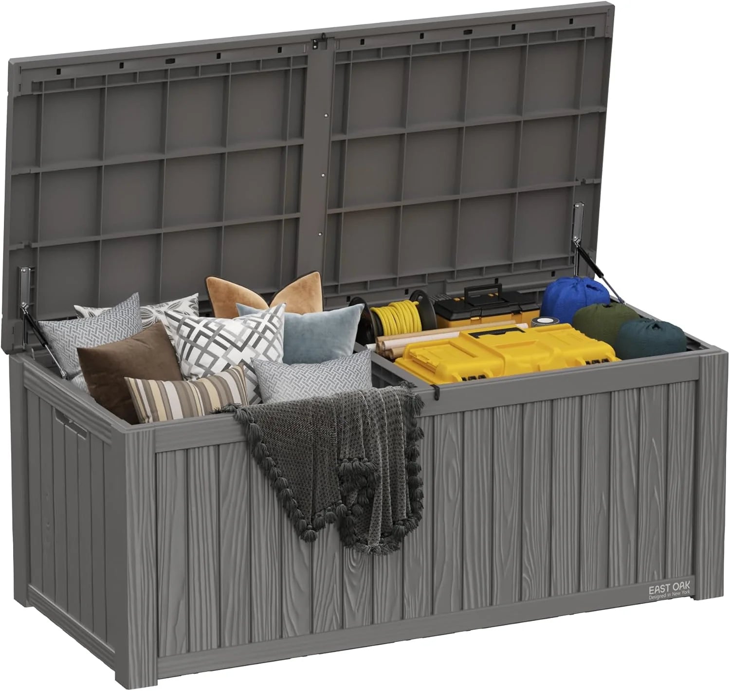 EAST OAK Outdoor Storage Box, 60 Gallon Deck Box Indoor and Outdoor Use, Waterproof Resin Storage Bin