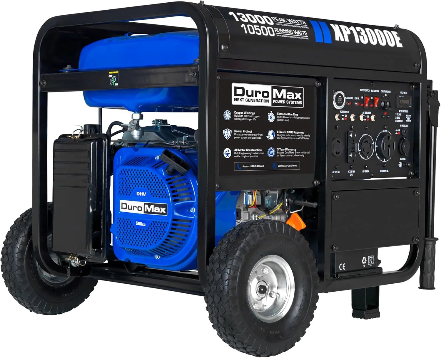 DuroMax XP13000EH 13,000-Watt Dual Fuel Portable Generator Gas & Propane Electric Start