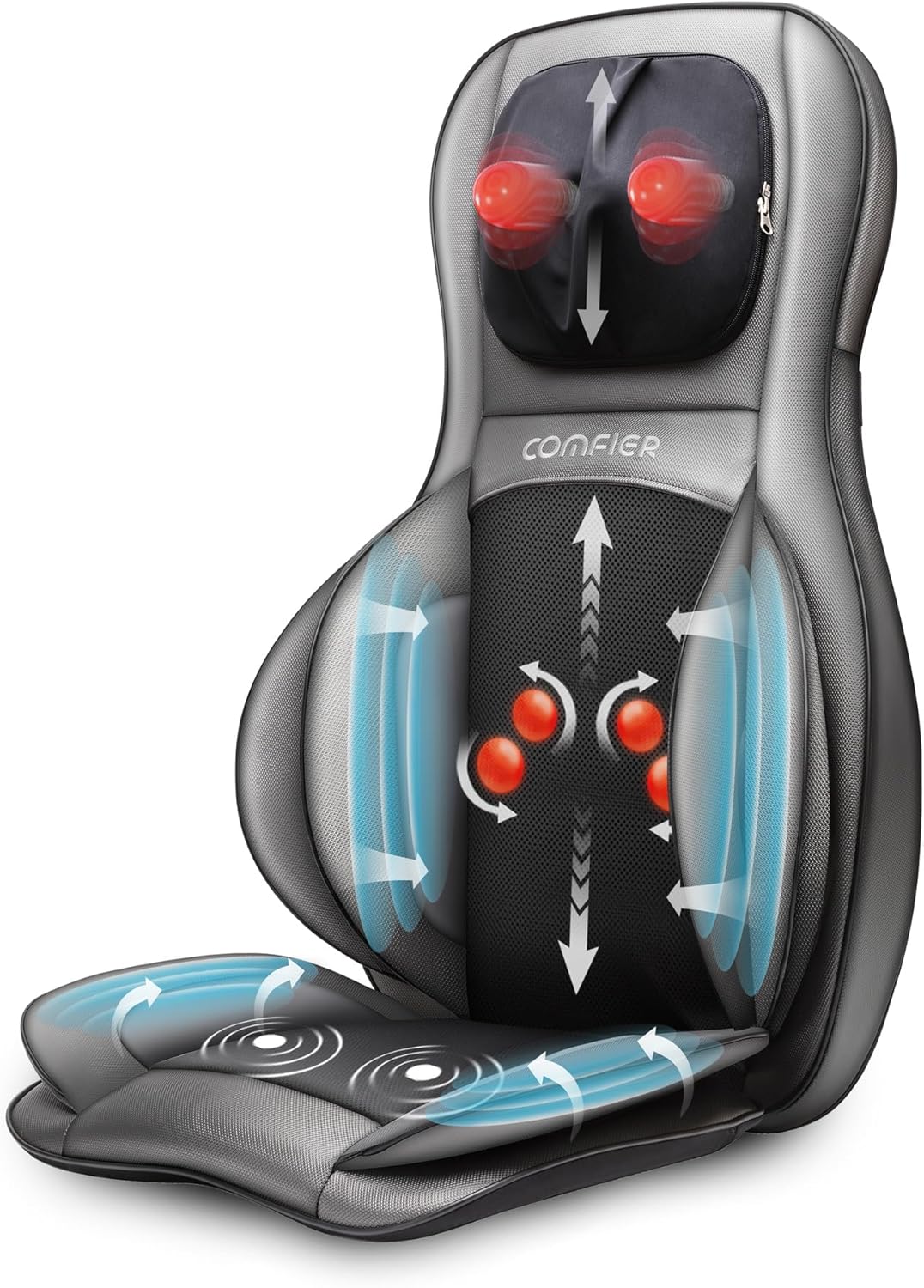 COMFIER Massager Chair with Heat Shiatsu Neck Back Massager Portable with Compress
