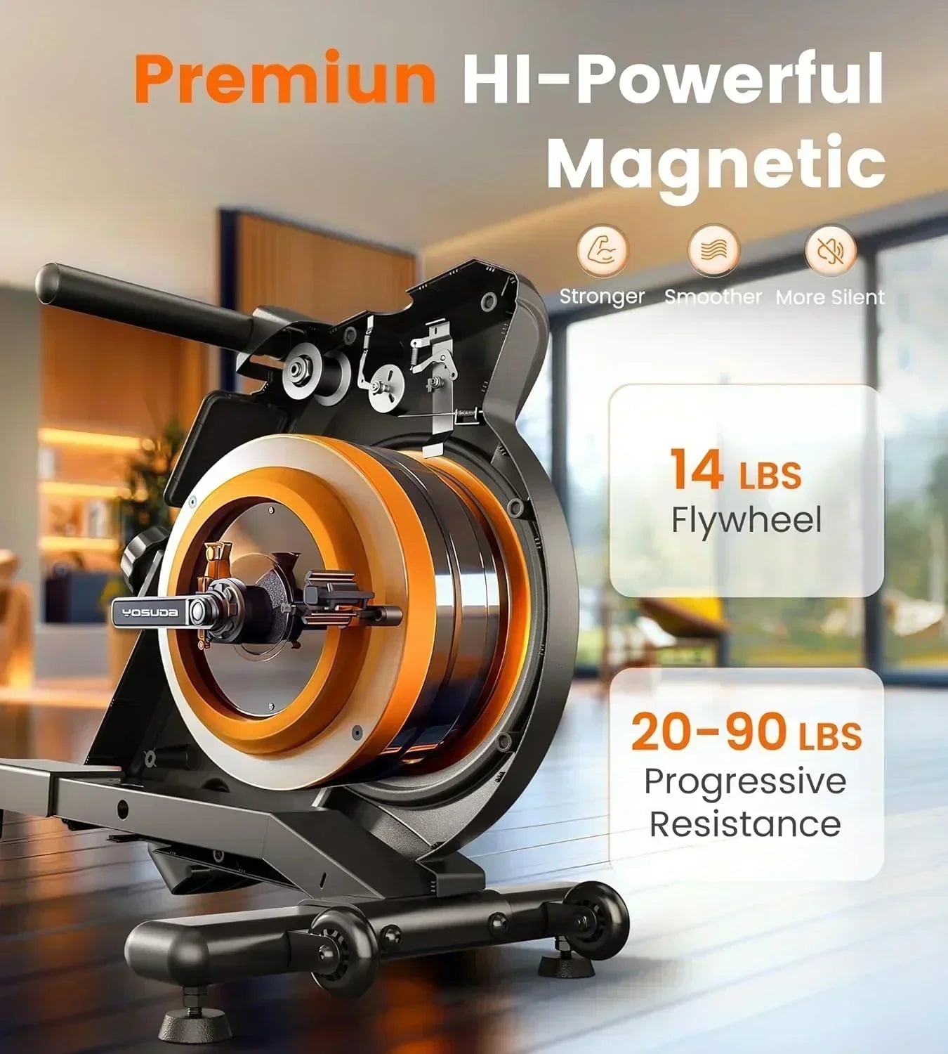 YOSUDA Home Magnet/Water Resistance Rowing Machine Support Bluetooth and Applications