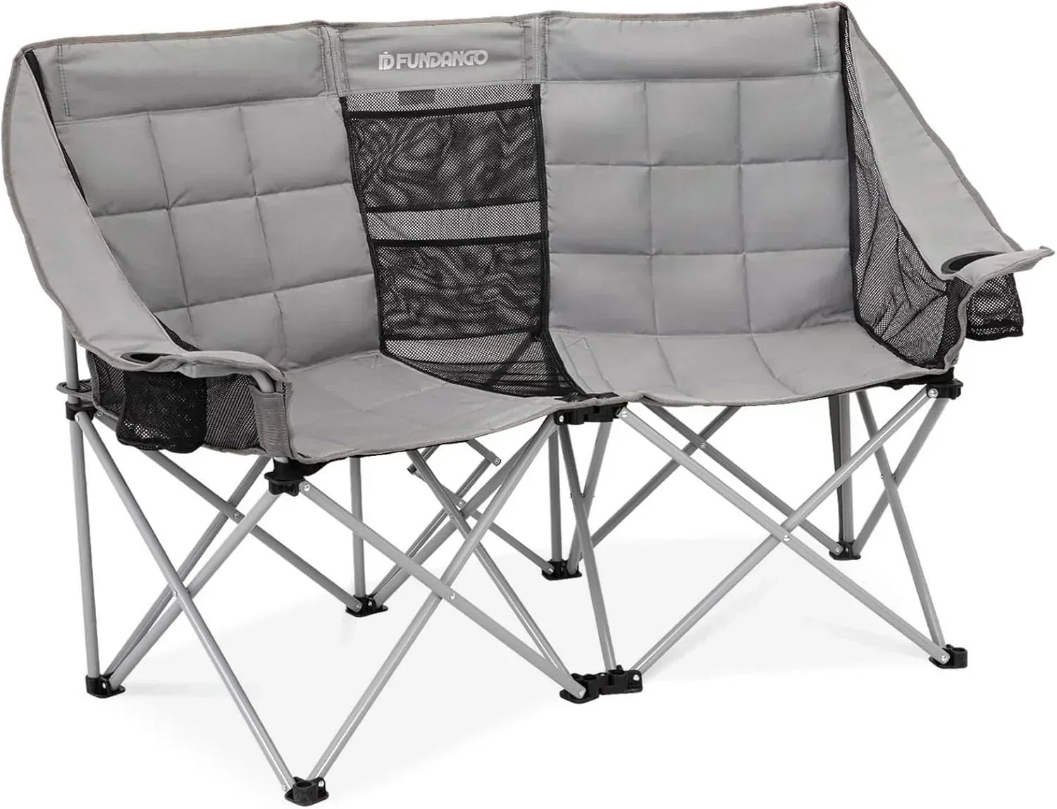 Double Camping Chair Cooler 3-Person Folding Extra Large Camping Chair 1000-Pound Capacity