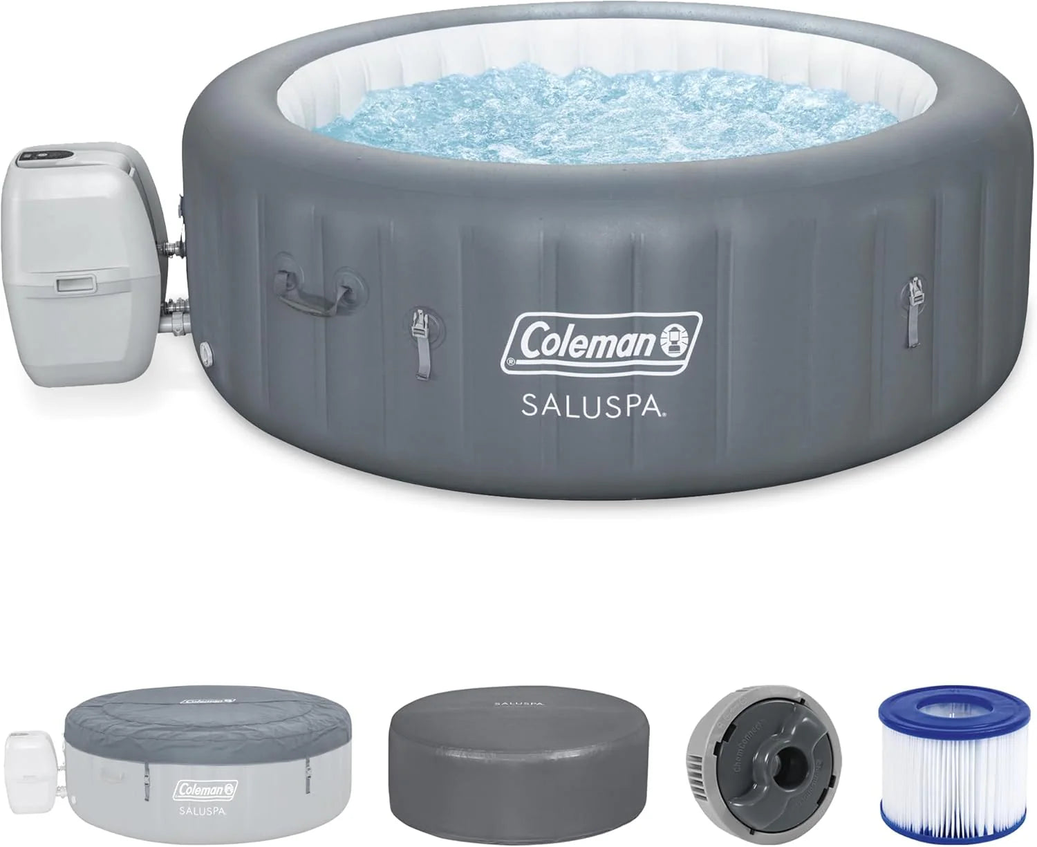 Coleman Miami 2 to 4 Person Inflatable Hot Tub, Round Energy-Efficient Portable Outdoor