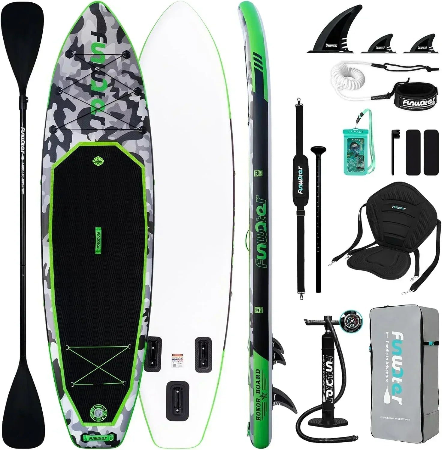 FunWater Inflatable Stand Up Paddle Board Premium SUP Paddle Accessories EVA Deck