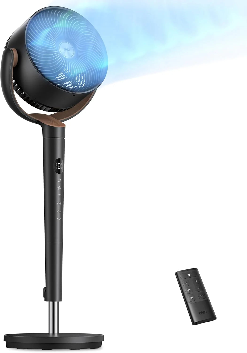 Dreo Fan for Bedroom, 120?? Oscillating Standing Fans, Quiet Floor Fan with DC Motor, 100ft Pedestal Fans for Room, 9 Speeds, 4 modes, 20dB, 120?? Manual Vertical, 37-42 Adjustable Height, 9H Timer
