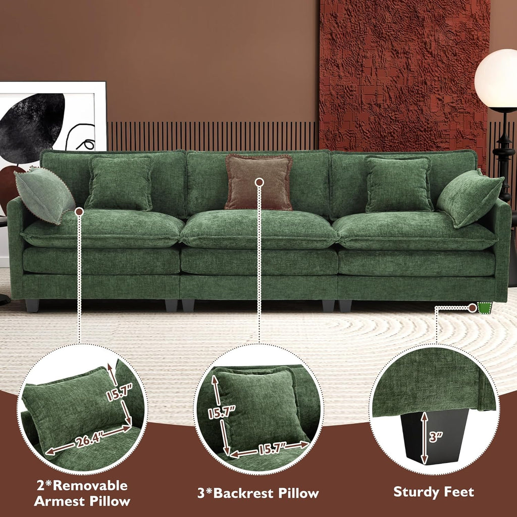 ihanherry 146-inch U-shaped modern sofa modular area cloud sofa