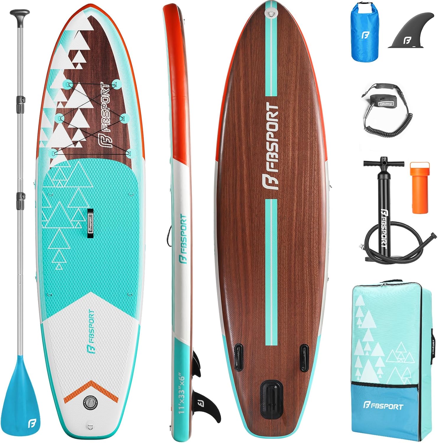 FBSPORT 11' Premium Stand Up Paddle Board Yoga Board with Durable SUP Accessories Carry Bag