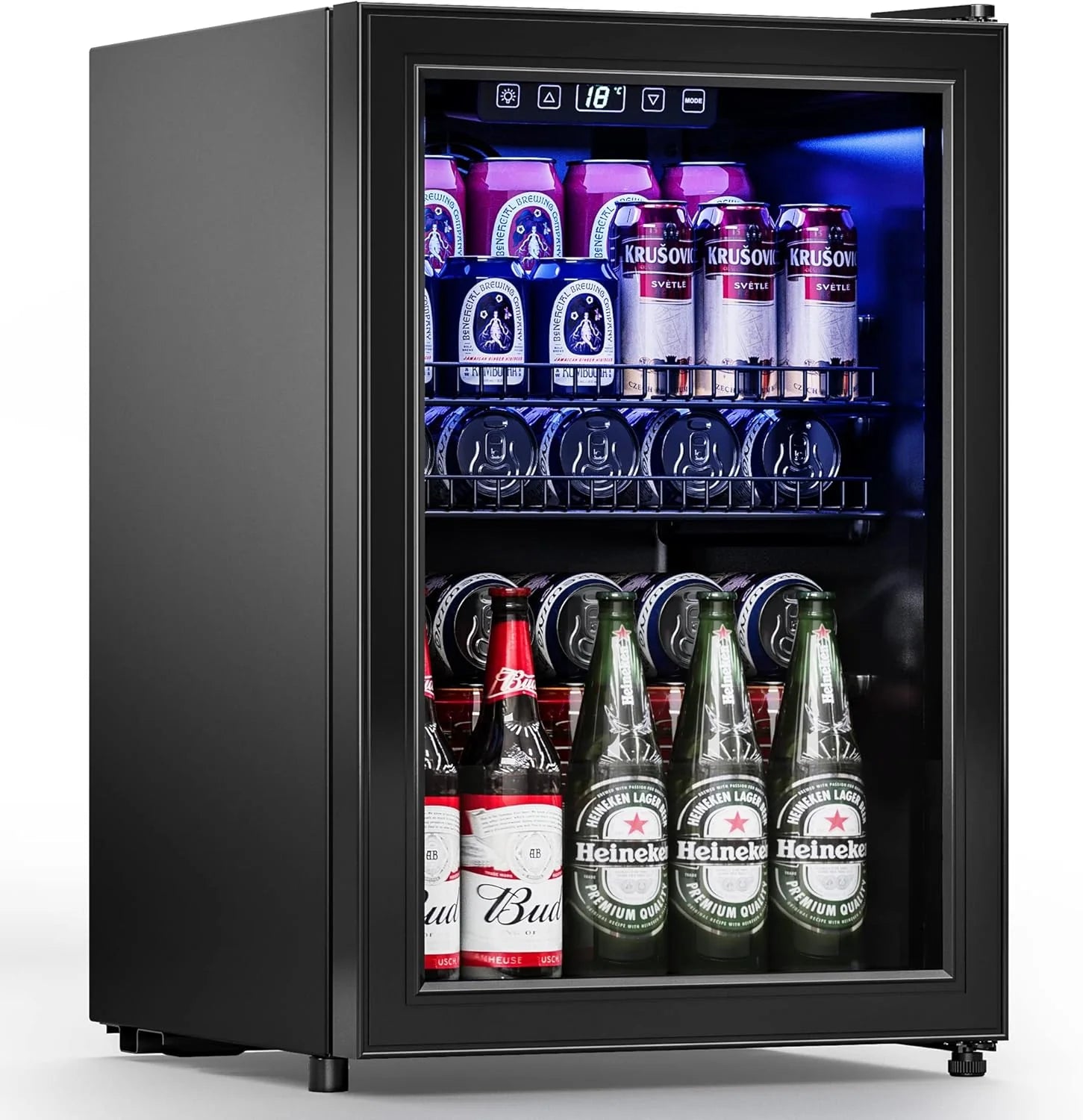Beverage Refrigerator Cooler-120 Cans Freestanding Mini Fridge Cooler with Glass Door