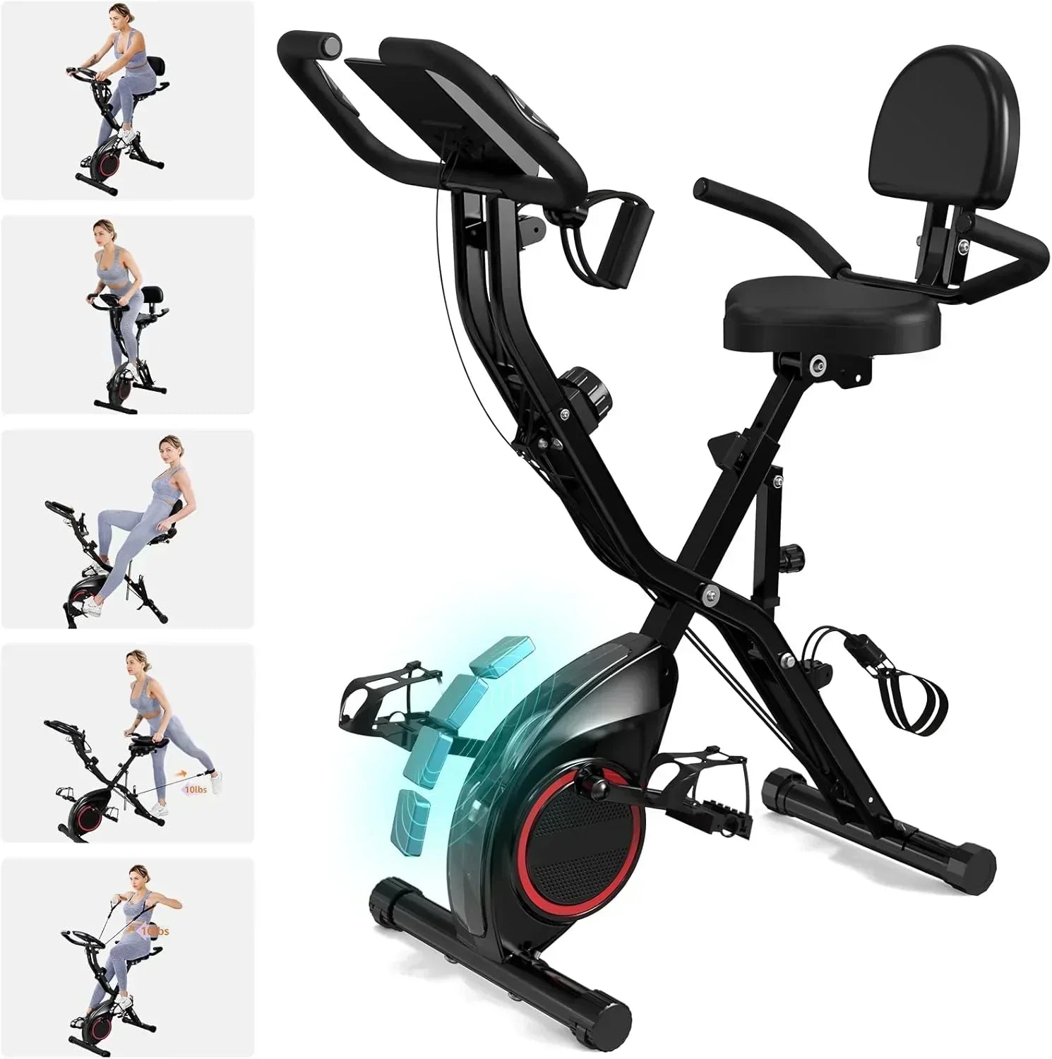 Foldable Exercise Bike Stationary Bikes  5 IN 1 Indoor Workout Cycling Bike Quiet Magnetic Resistance