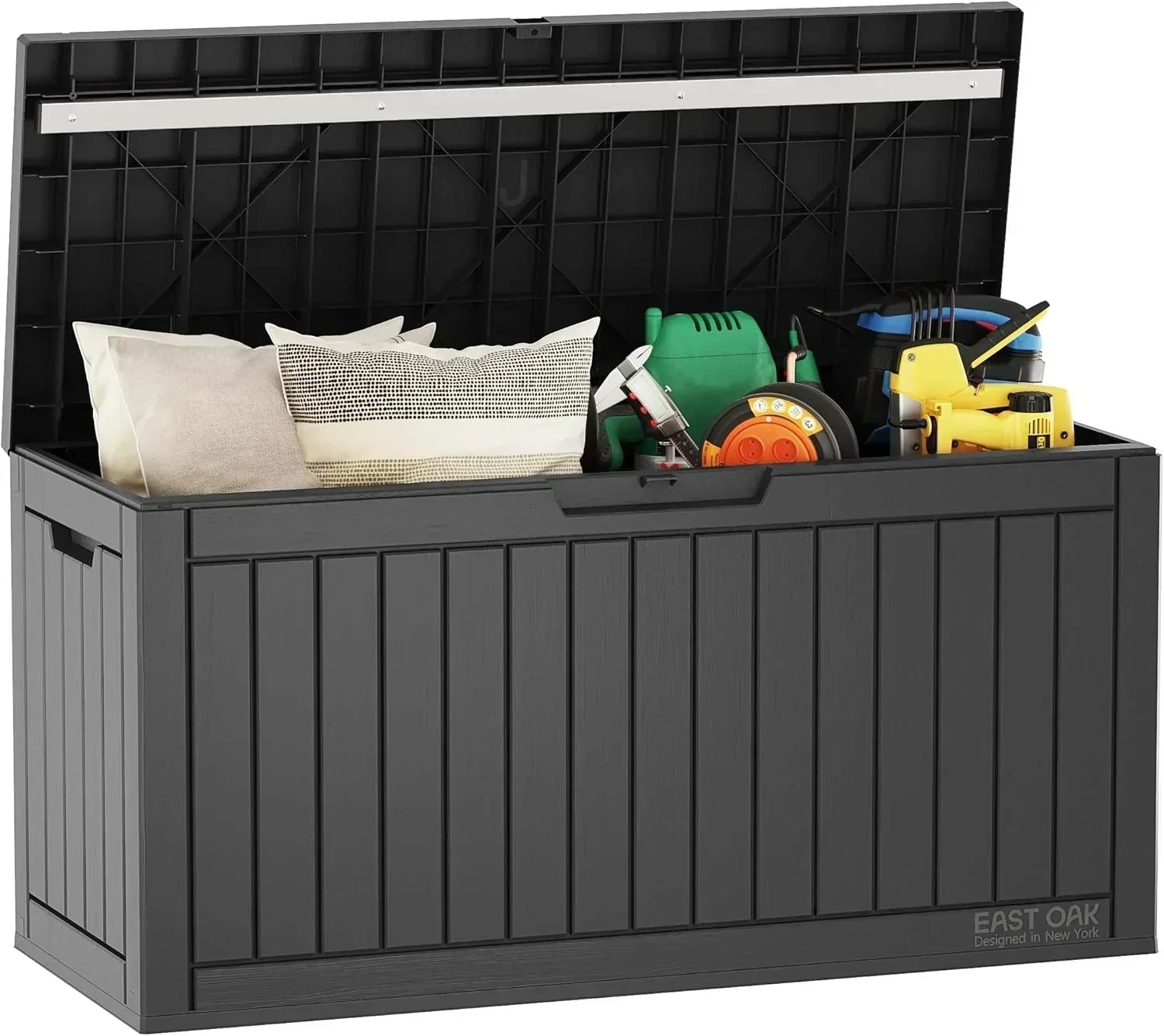 EAST OAK Outdoor Storage Box 60 Gallon Deck Box Indoor and Outdoor Use Waterproof Resin Storage