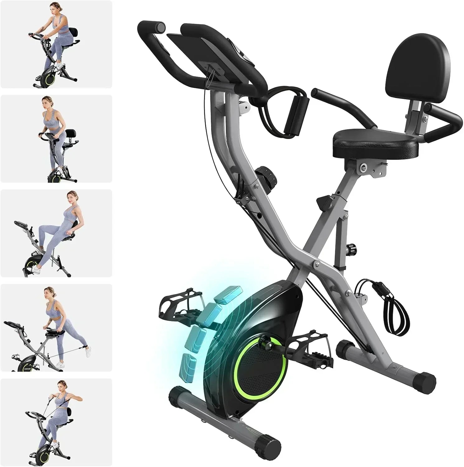 Foldable Exercise Bike Stationary Bikes  5 IN 1 Indoor Workout Cycling Bike Quiet Magnetic Resistance