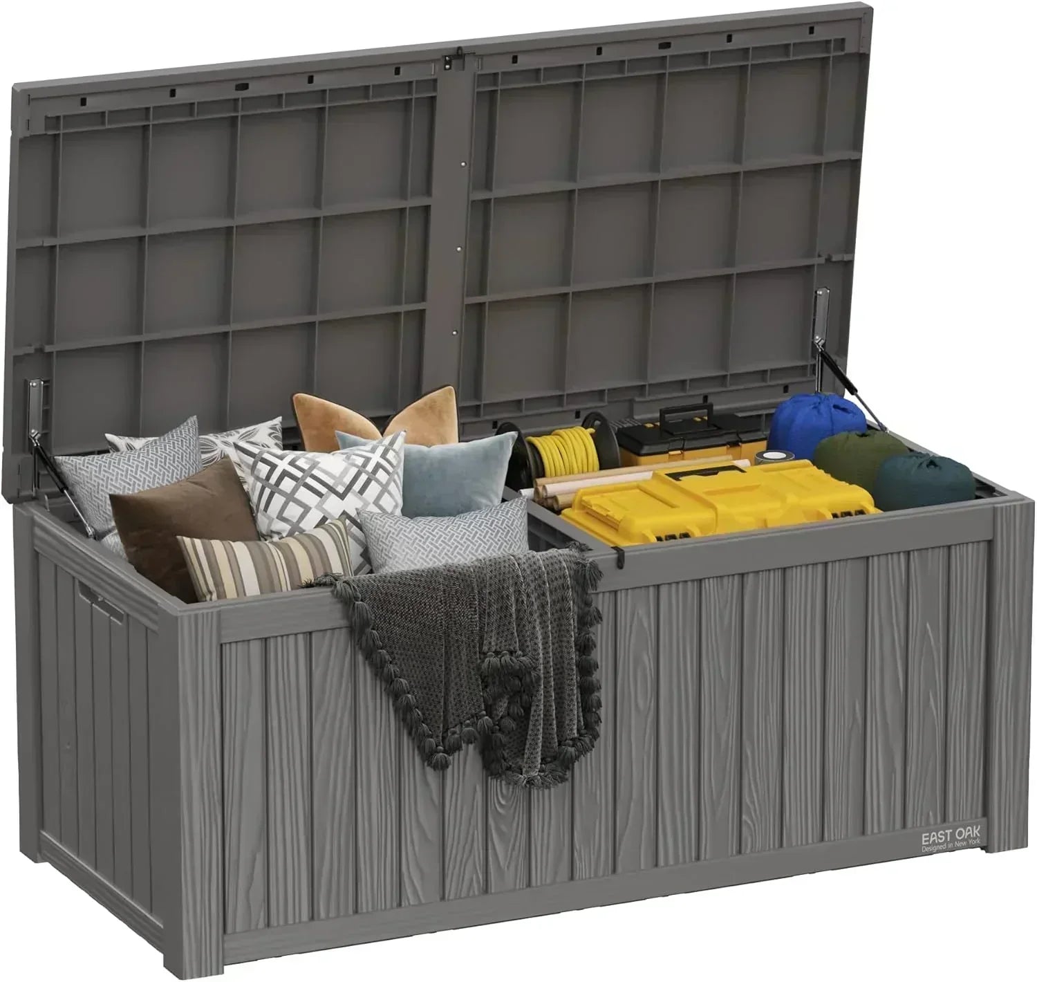 EAST OAK Outdoor Storage Box 60 Gallon Deck Box Indoor and Outdoor Use Waterproof Resin Storage