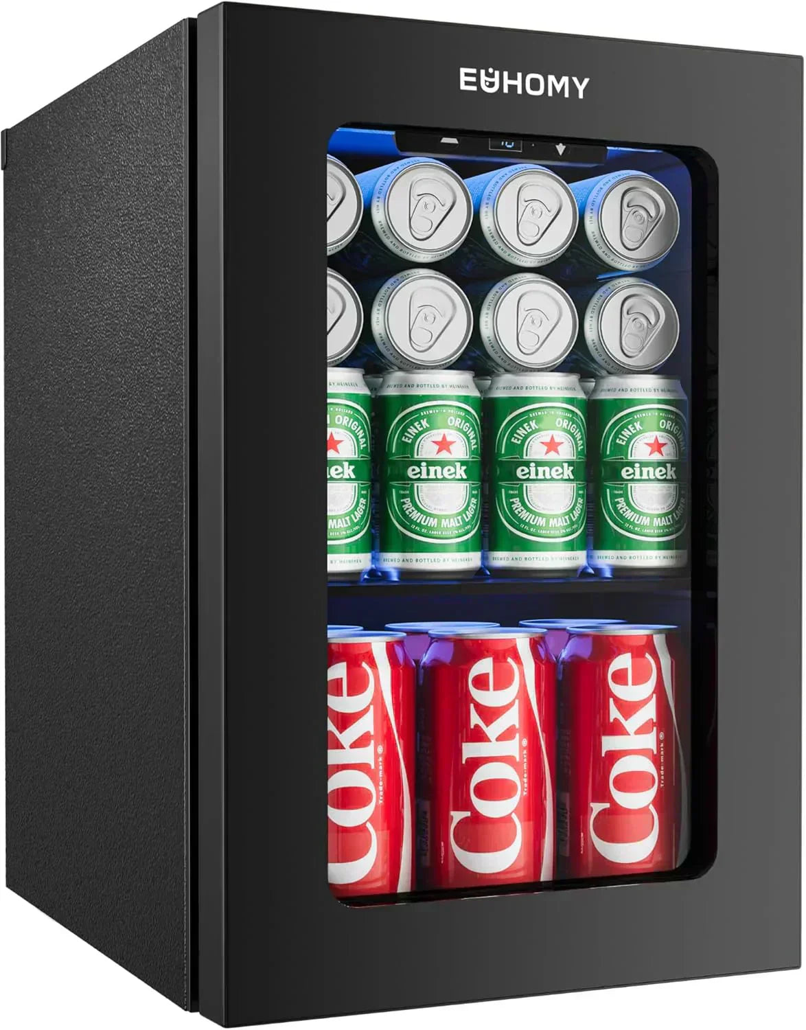 EUHOMY Beverage Refrigerator Cooler 130 Can Mini Fridge with Glass Door Beverage Cooler