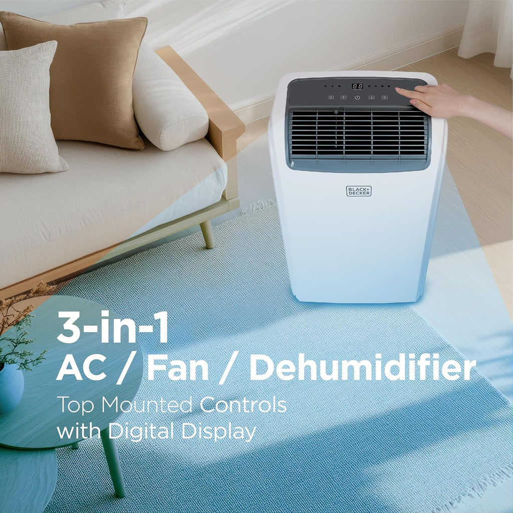 BLACK+DECKER 8,000 BTU Portable Air Conditioner for Rooms up to 350 Sq