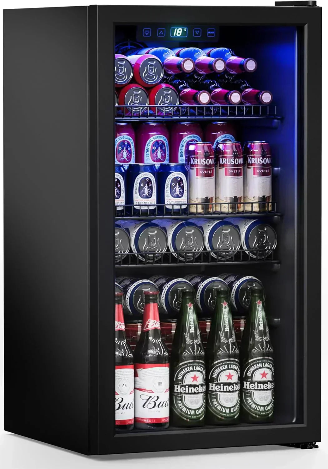 Beverage Refrigerator Cooler-120 Cans Freestanding Mini Fridge Cooler with Glass Door