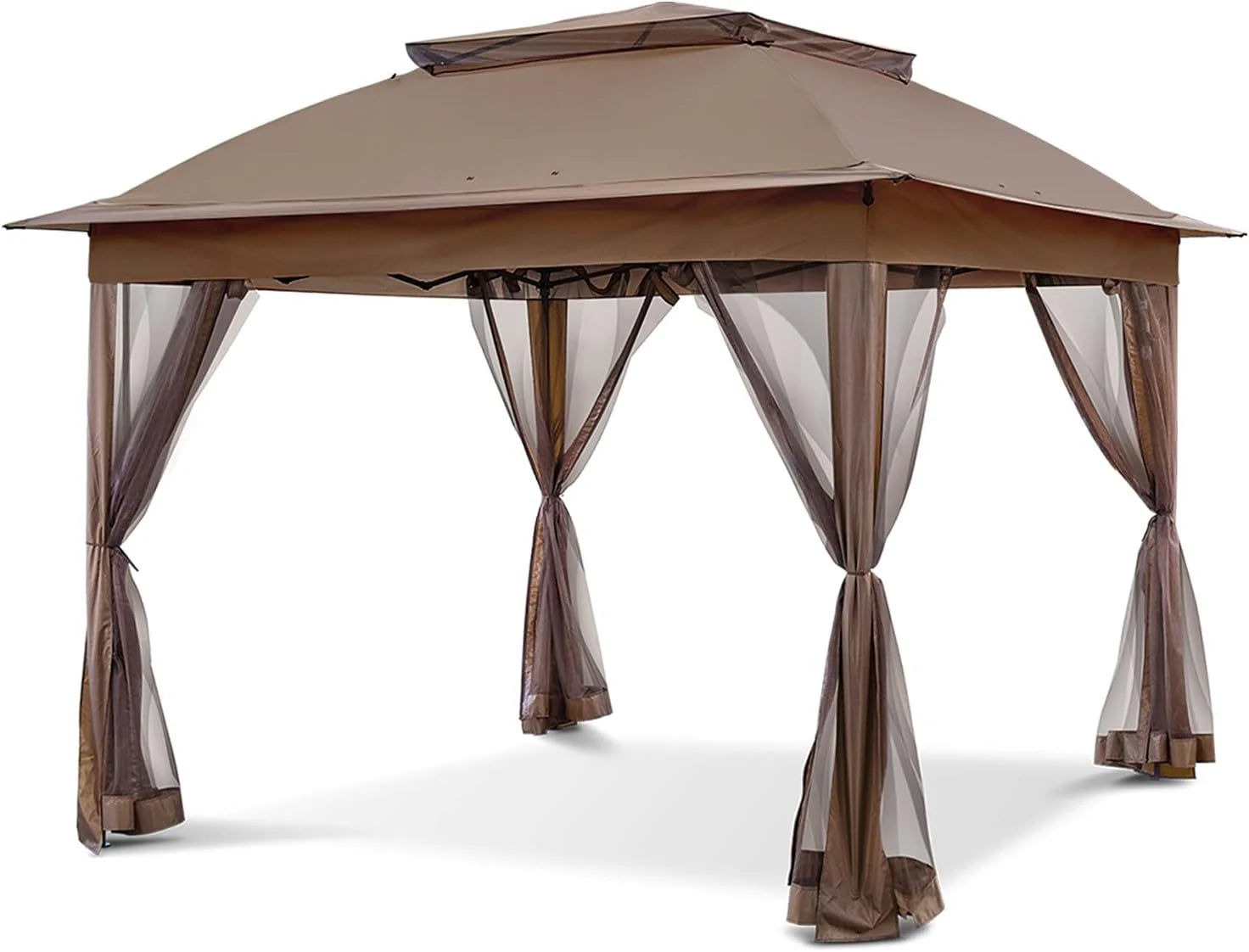 COOS BAY 11x11 Pop Up Gazebo with Mesh Netting, Instant Outdoor Canopy Tent, Water Resistant Shelter with UPF 50+ UV Protection, 121 Sq Ft Coverage, Beige