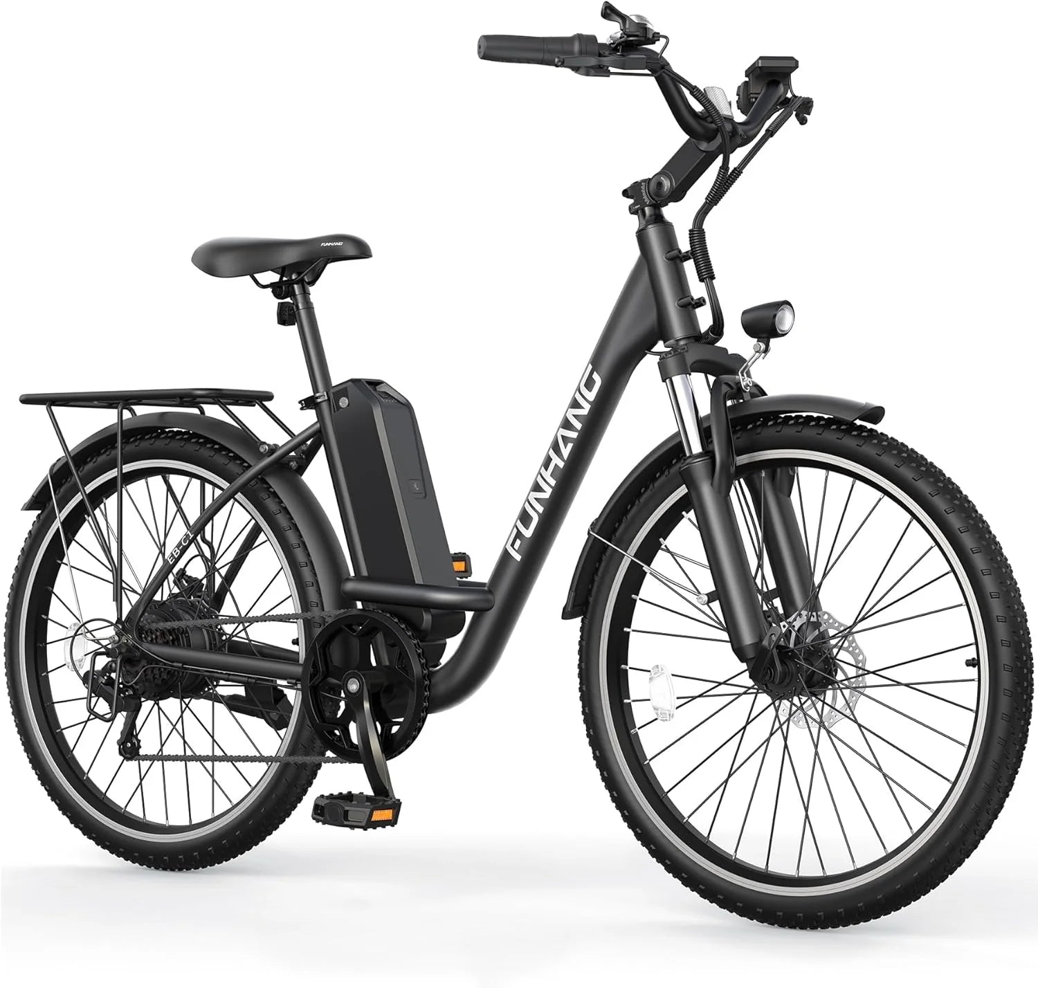 Funhang Electric Bike for Adults, 26 City Cruiser Ebike 21.7MPH 50 Miles Commuter Adult Electric Bicycles