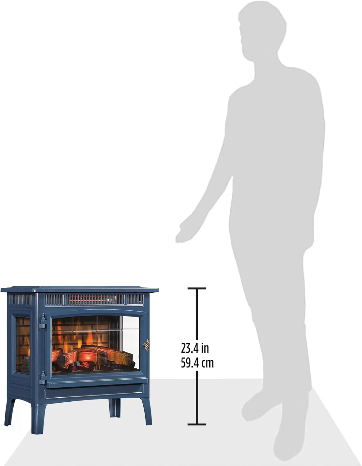 Freestanding Electric Fireplace Stove Heater with 3D Flame Effect for 1,000 Sq. Ft