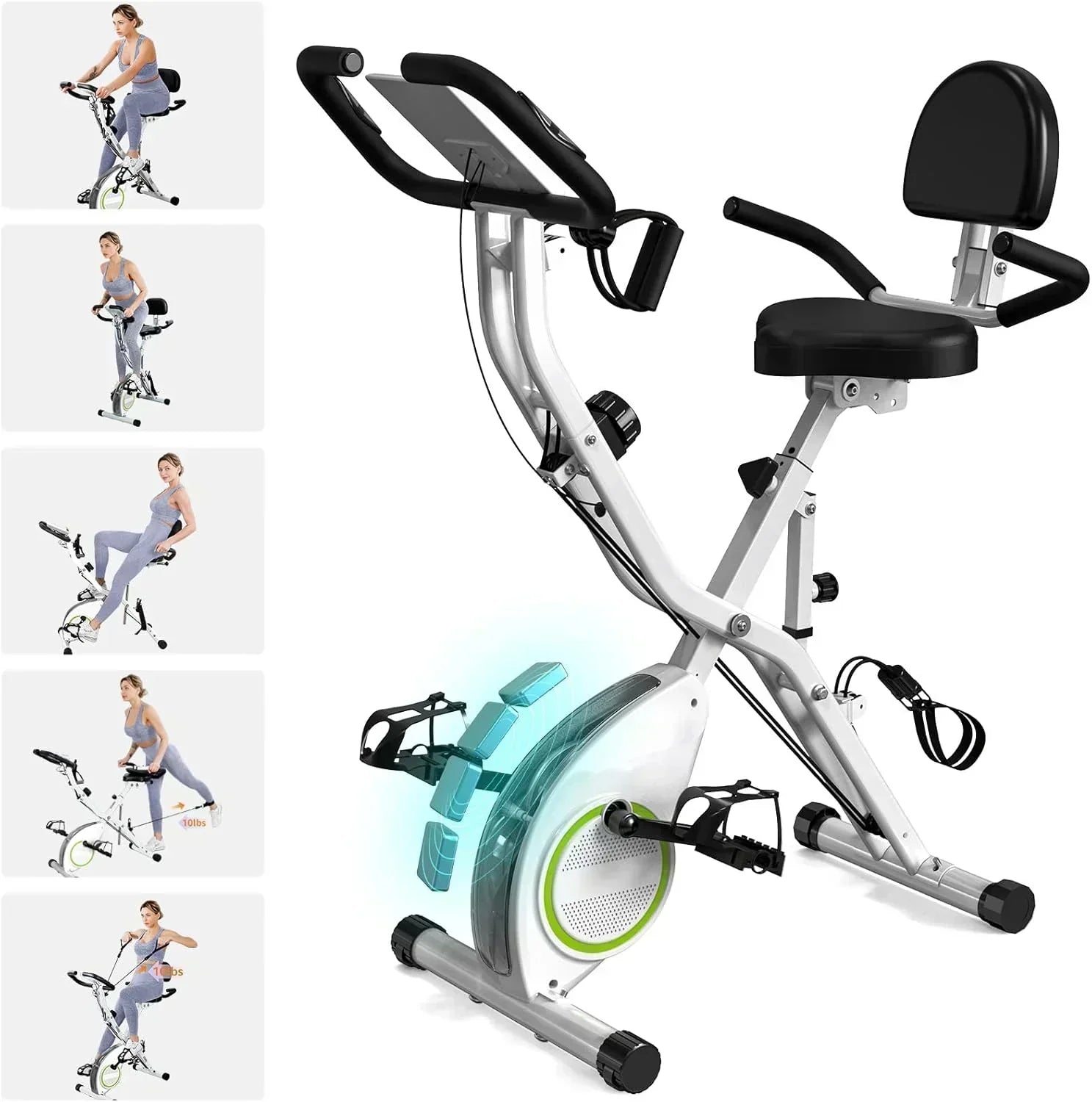Foldable Exercise Bike Stationary Bikes  5 IN 1 Indoor Workout Cycling Bike Quiet Magnetic Resistance