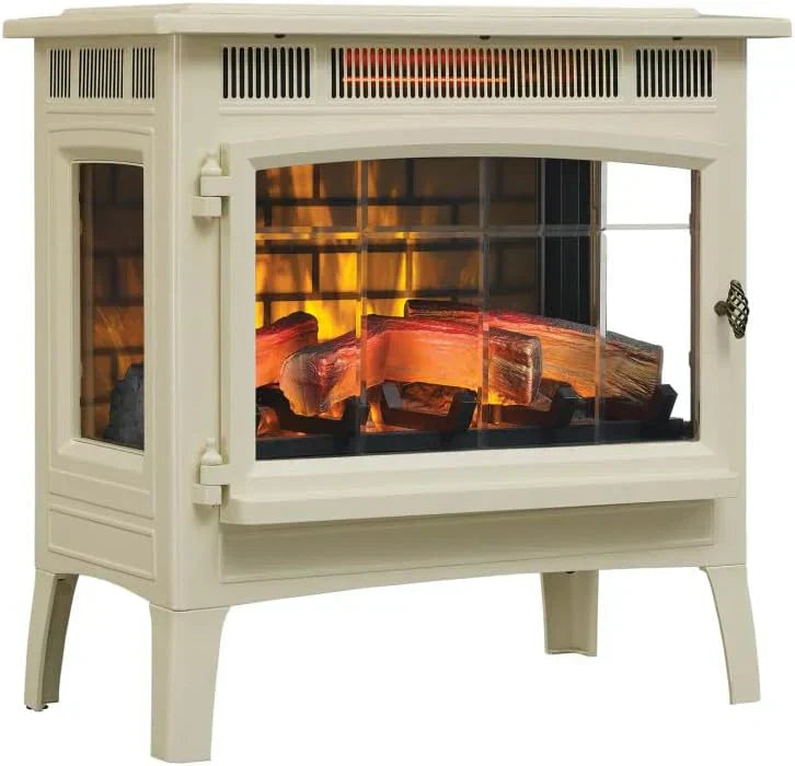 Freestanding Electric Fireplace Stove Heater with 3D Flame Effect for 1000 Sq. Ft
