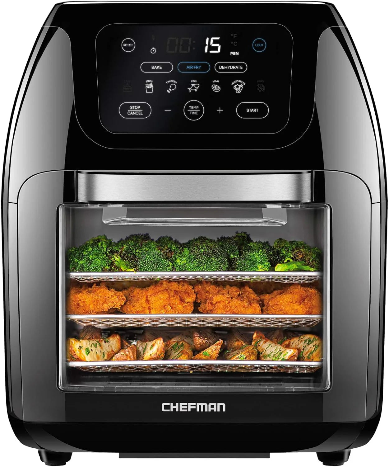 Chefman Compact 6.3-Quart Digital Air Fryer with Rotisserie, Dehydrator, and Convection Oven, 8 Touchscreen Presets