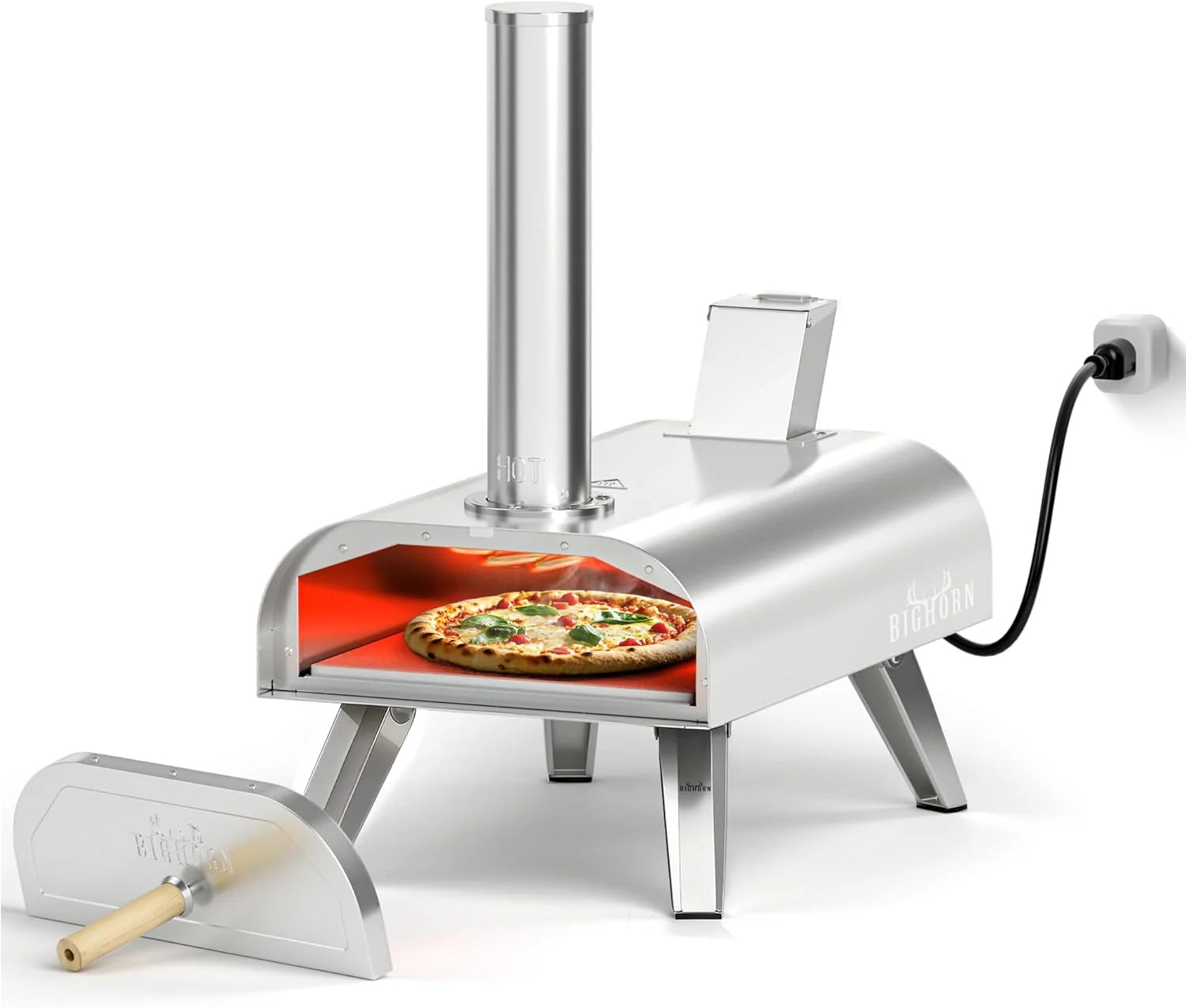 BIG HORN OUTDOORS 12 Multi-Fuel Pizza Oven, Portable Outdoor Pizza Oven, Wood Fired
